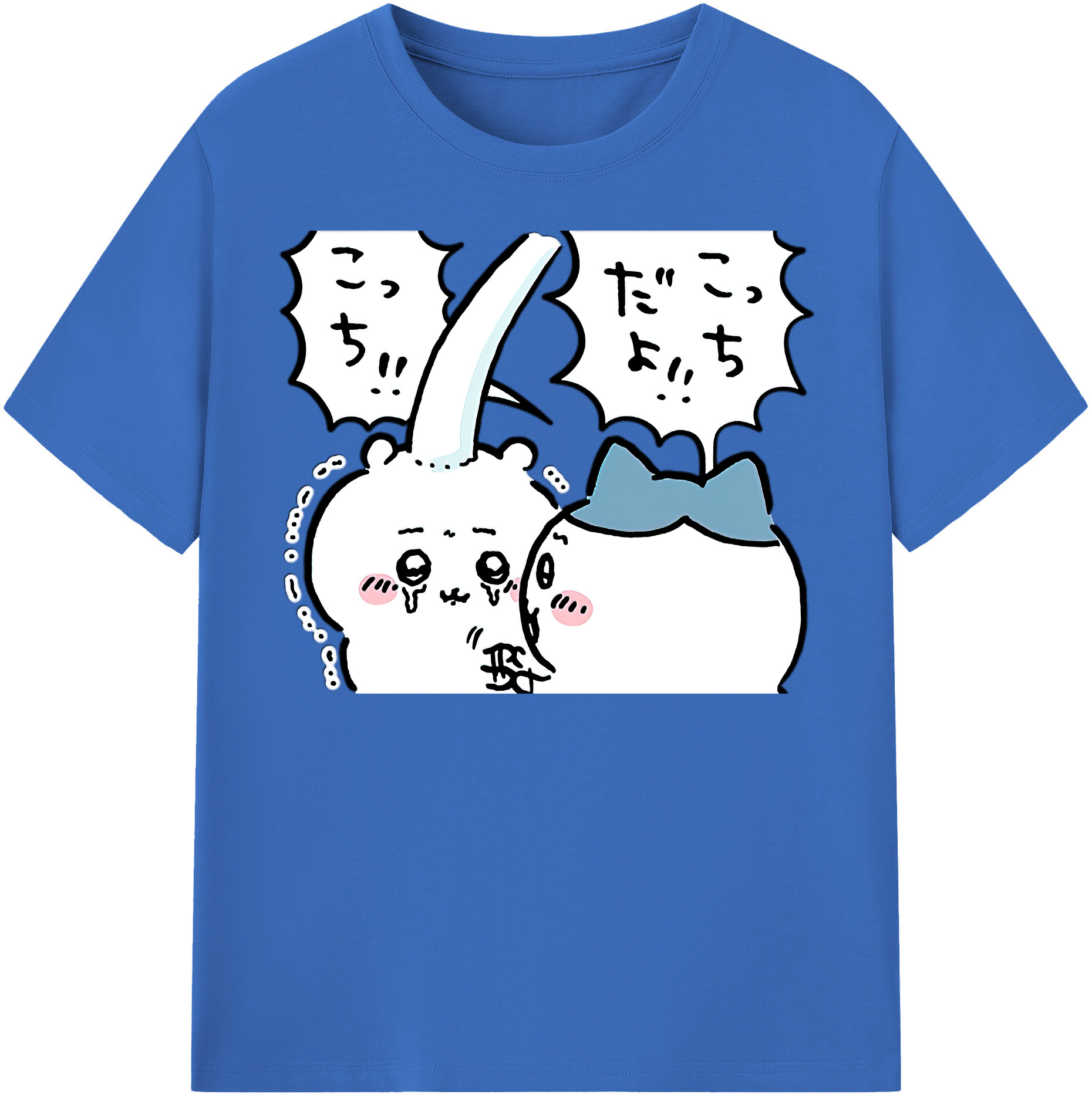 （画像用） ちいかわ ハチワレ Chii-kawa hachiware 綿100％半袖Tシャツ（フロントプリント）