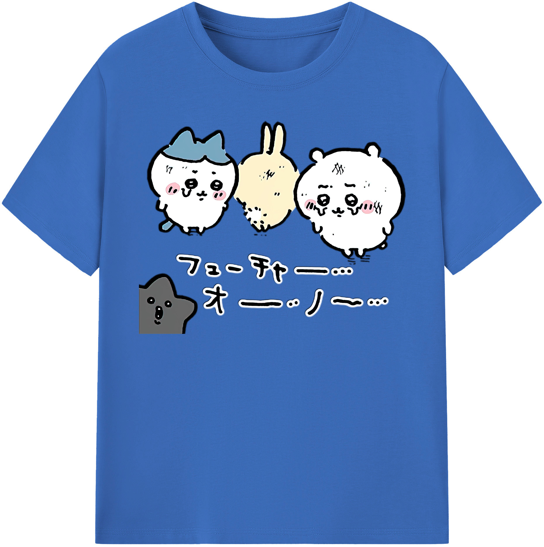 （画像用） ちいかわ ハチワレ Chii-kawa hachiware 綿100％半袖Tシャツ（フロントプリント）