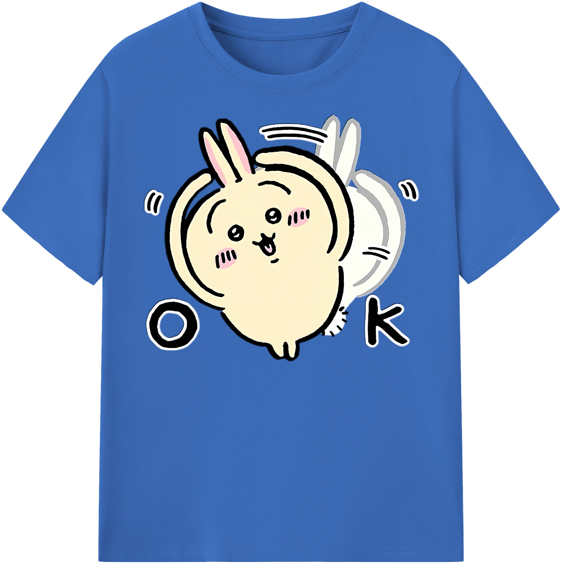 （画像用） ちいかわ うさぎ Chii-kawa usagi 綿100％半袖Tシャツ（フロントプリント）