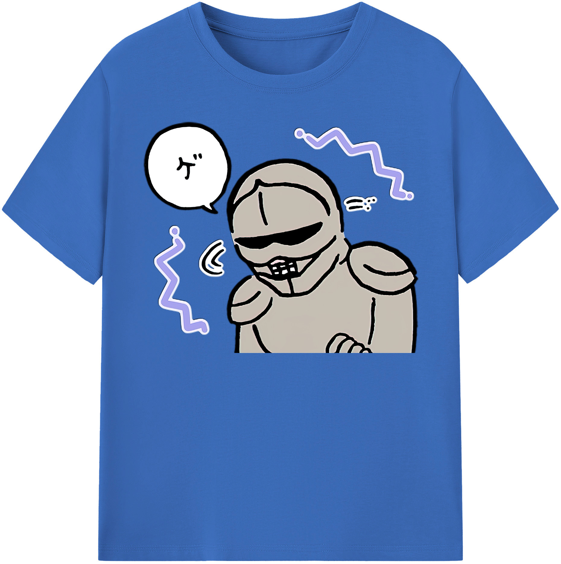 （画像用） ちいかわ 労働の鎧さん Chii-kawa Mr. Armor of Labor 綿100％半袖Tシャツ（フロントプリント）