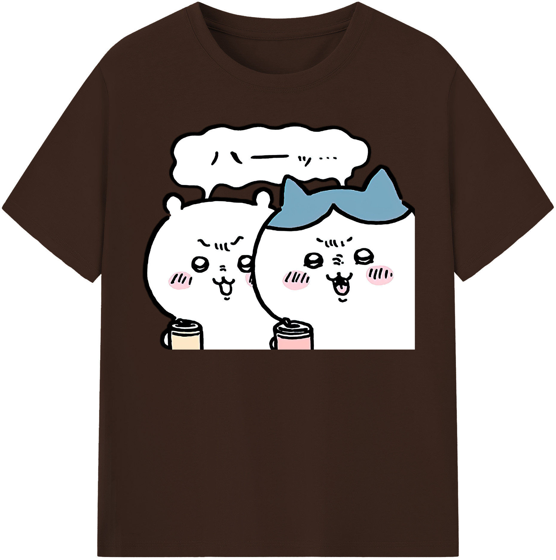（画像用） ちいかわ ハチワレ Chii-kawa hachiware 綿100％半袖Tシャツ（フロントプリント）
