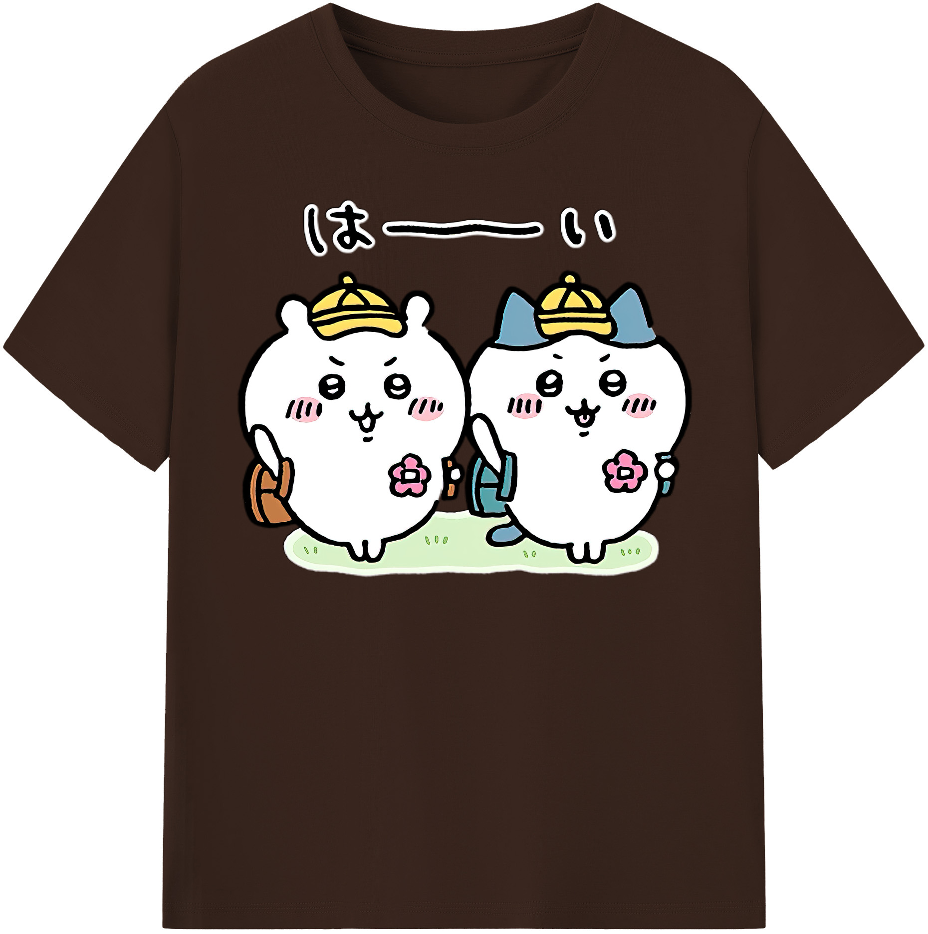 （画像用） ちいかわ ハチワレ Chii-kawa hachiware 綿100％半袖Tシャツ（フロントプリント）