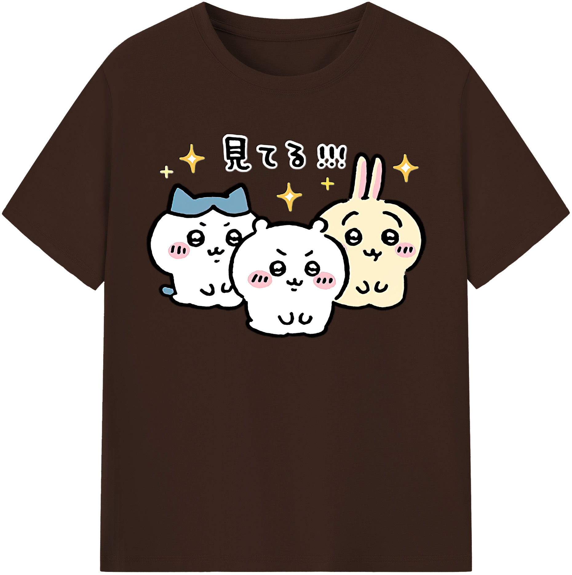 （画像用） ちいかわ ハチワレ Chii-kawa hachiware 綿100％半袖Tシャツ（フロントプリント）