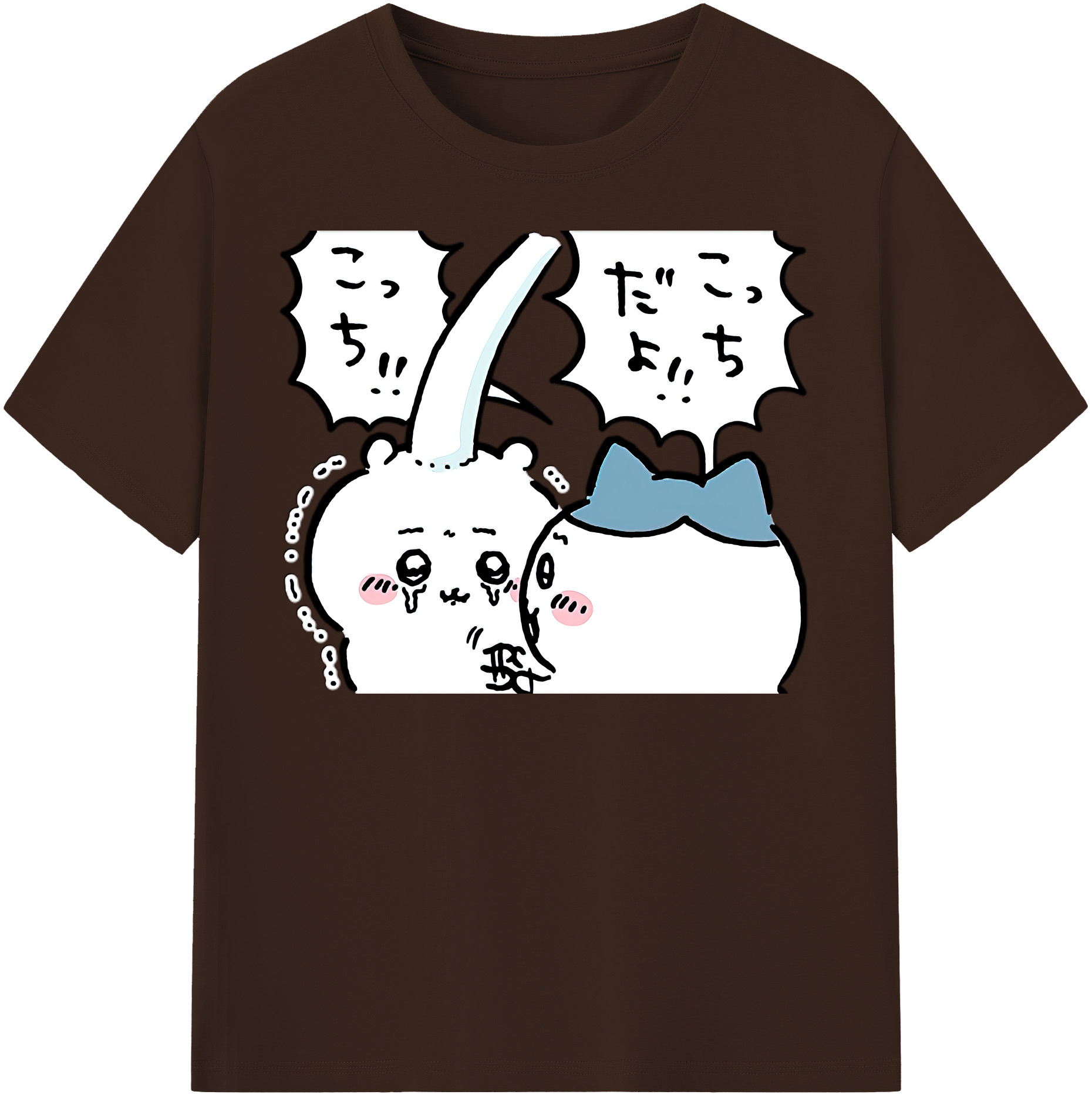（画像用） ちいかわ ハチワレ Chii-kawa hachiware 綿100％半袖Tシャツ（フロントプリント）