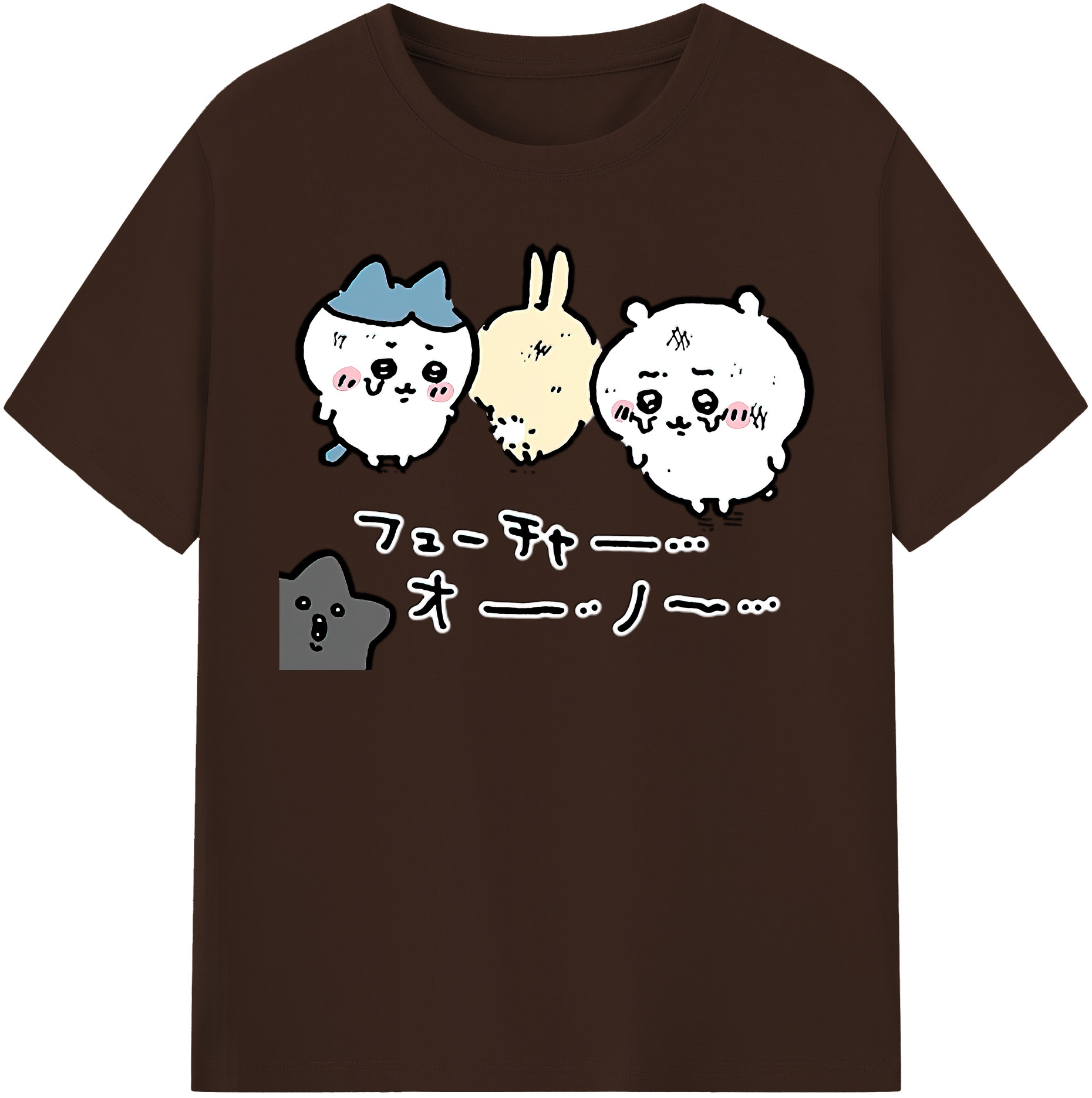 （画像用） ちいかわ ハチワレ Chii-kawa hachiware 綿100％半袖Tシャツ（フロントプリント）