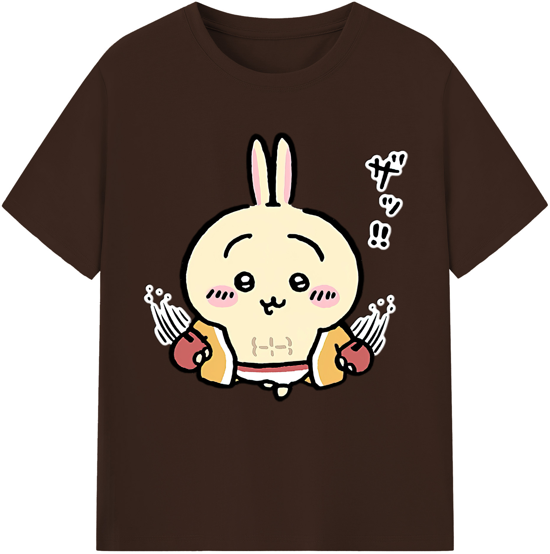 （画像用） ちいかわ うさぎ Chii-kawa usagi 綿100％半袖Tシャツ（フロントプリント）
