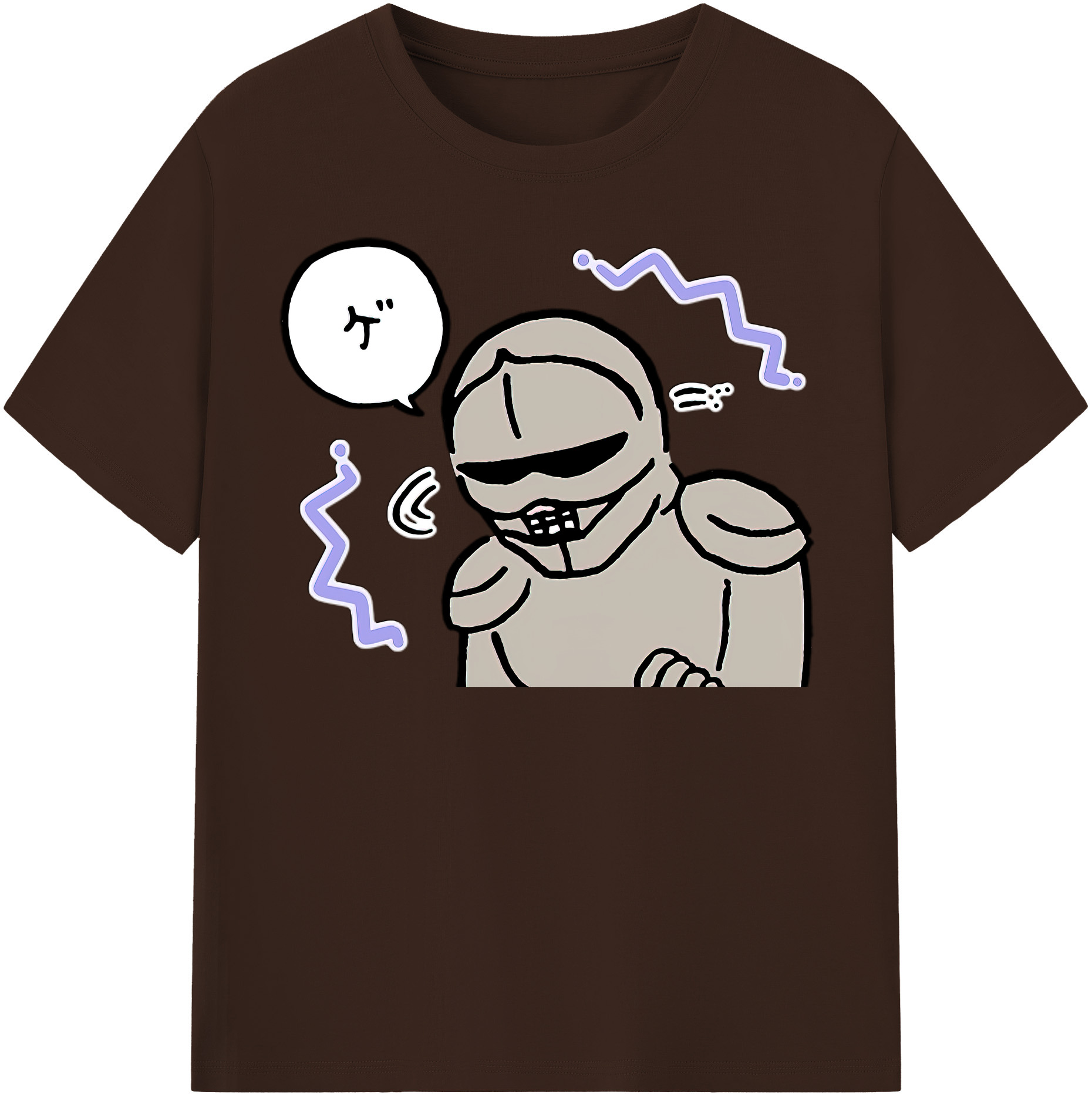 （画像用） ちいかわ 労働の鎧さん Chii-kawa Mr. Armor of Labor 綿100％半袖Tシャツ（フロントプリント）