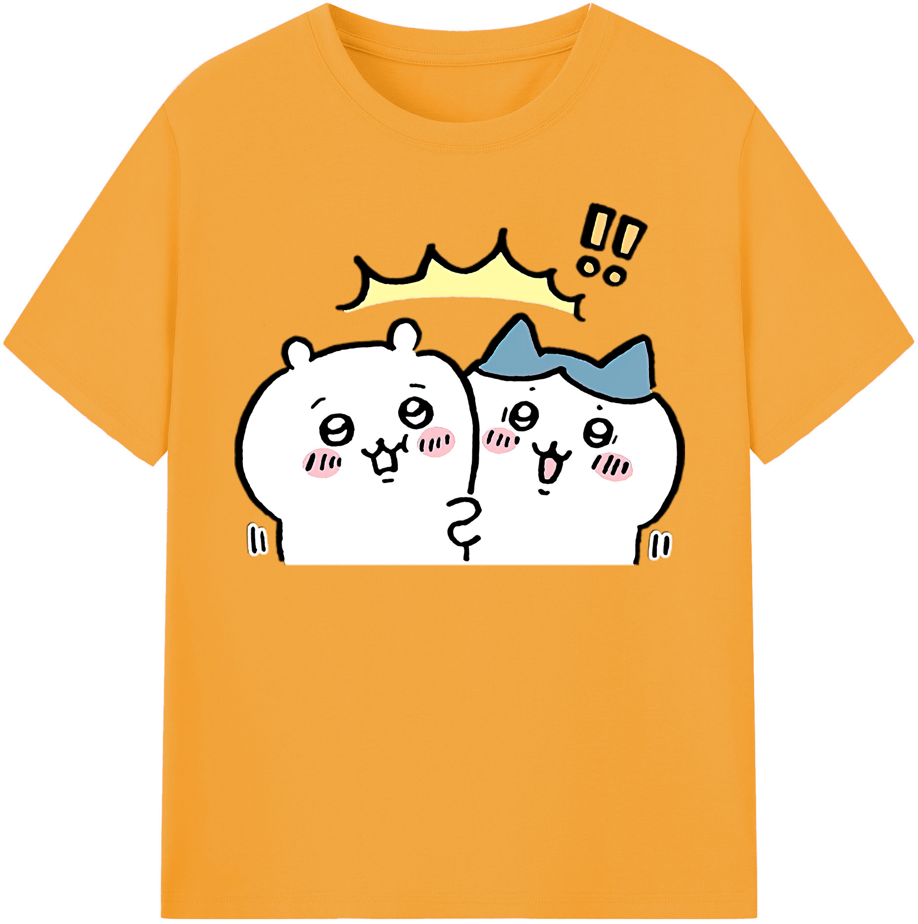 （画像用） ちいかわ ハチワレ Chii-kawa hachiware 綿100％半袖Tシャツ（フロントプリント）