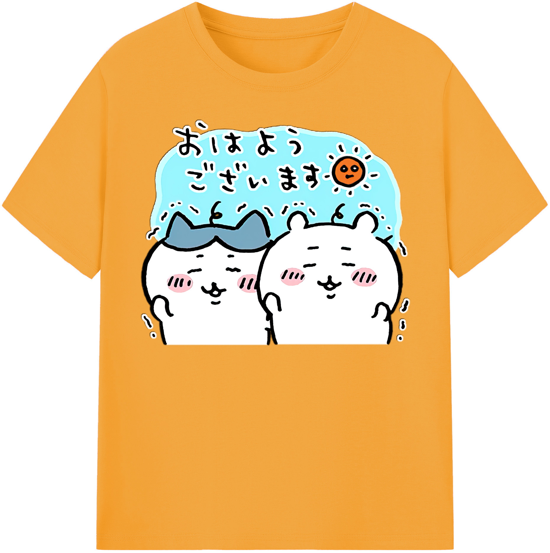 （画像用） ちいかわ ハチワレ Chii-kawa hachiware 綿100％半袖Tシャツ（フロントプリント）