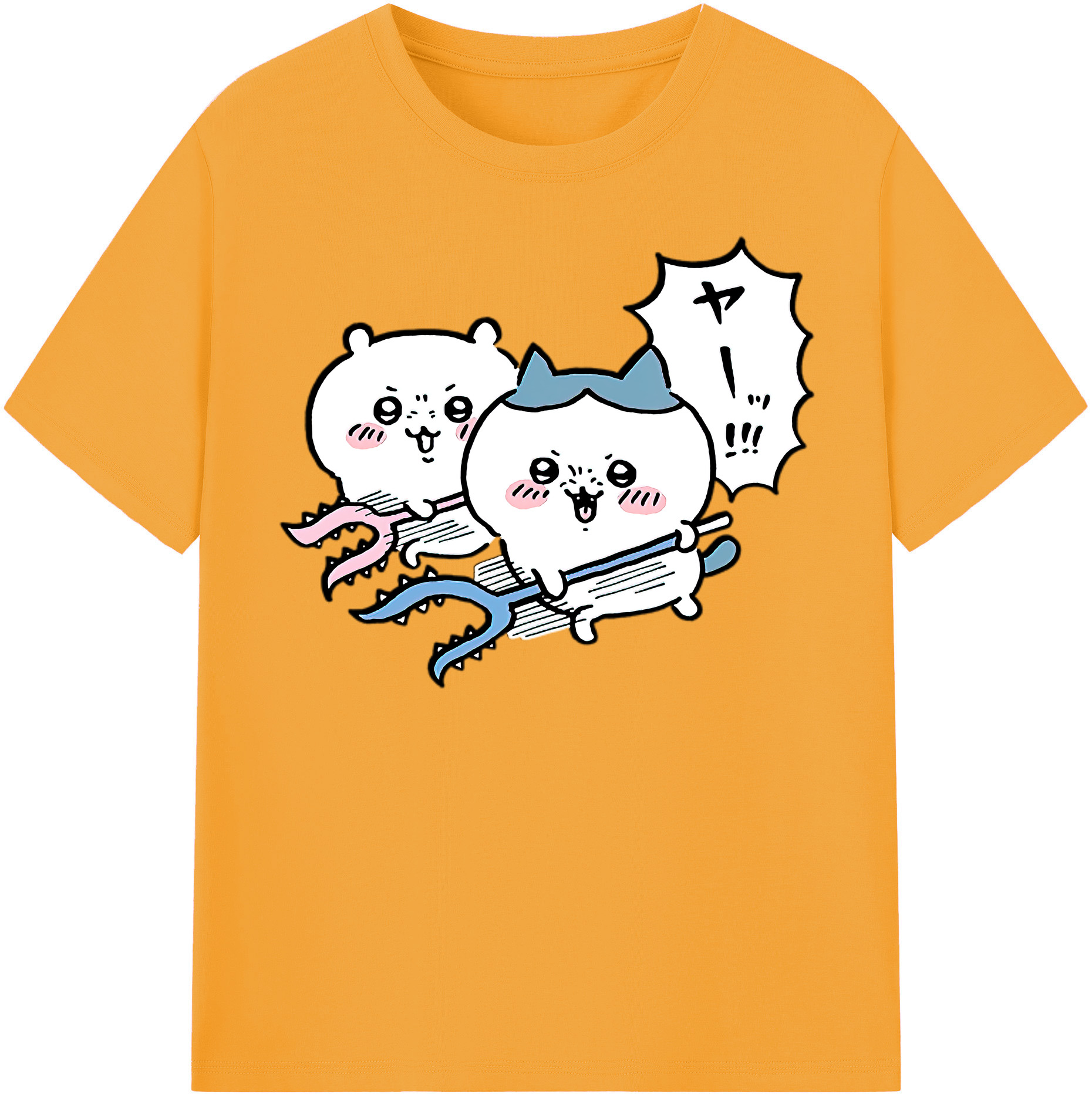 （画像用） ちいかわ ハチワレ Chii-kawa hachiware 綿100％半袖Tシャツ（フロントプリント）