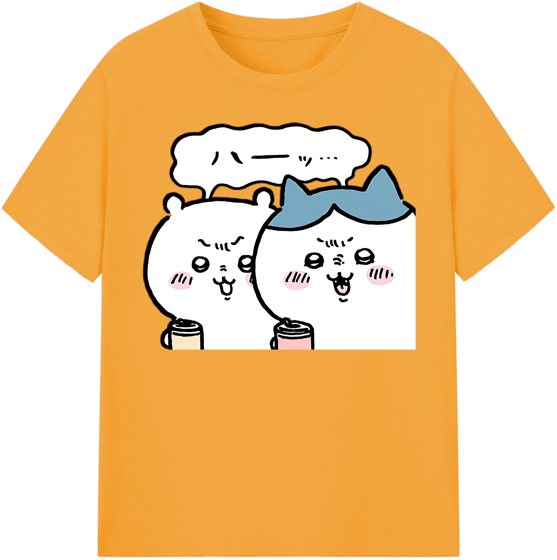 （画像用） ちいかわ ハチワレ Chii-kawa hachiware 綿100％半袖Tシャツ（フロントプリント）