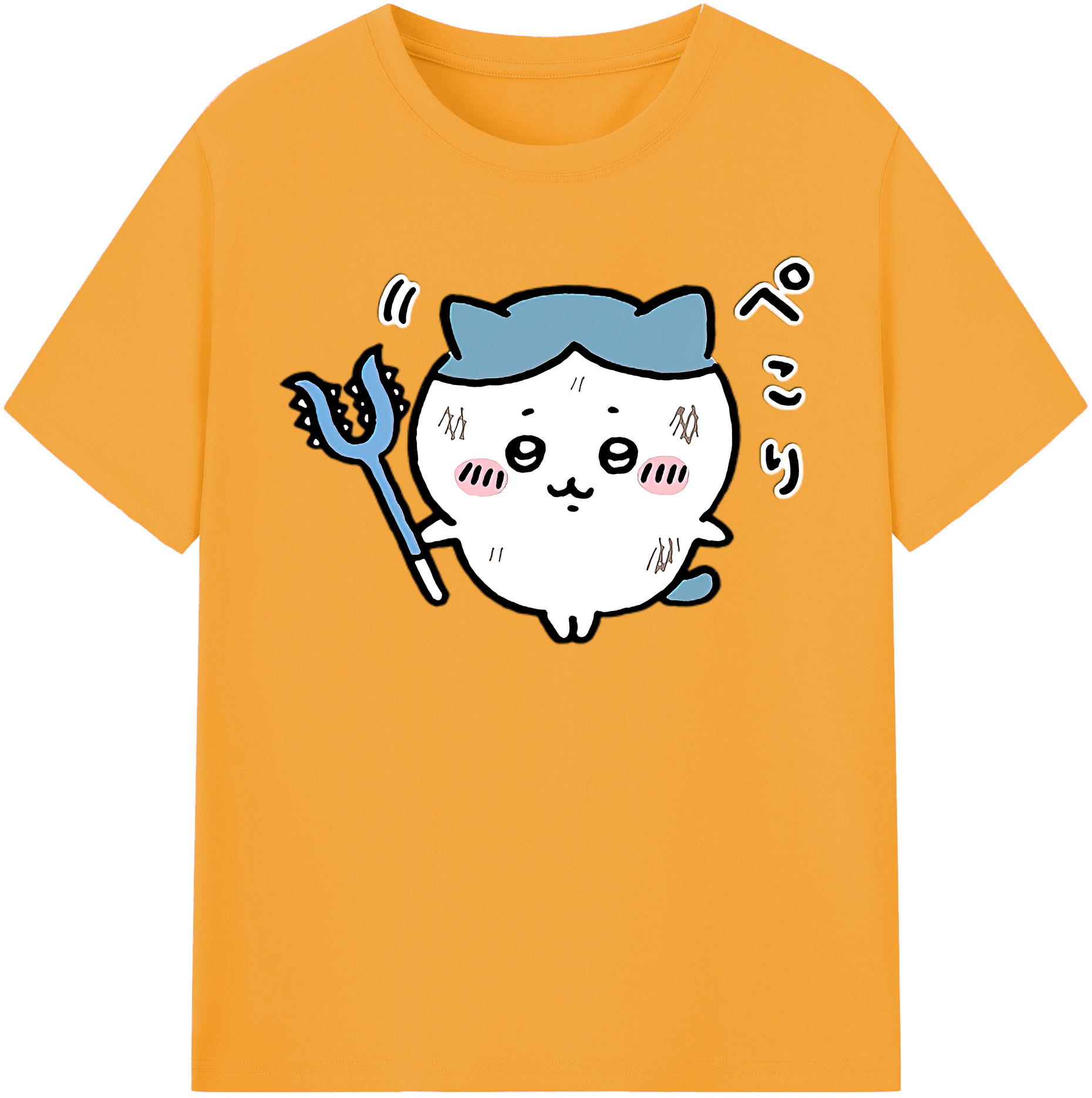 （画像用） ちいかわ ハチワレ Chii-kawa hachiware 綿100％半袖Tシャツ（フロントプリント）
