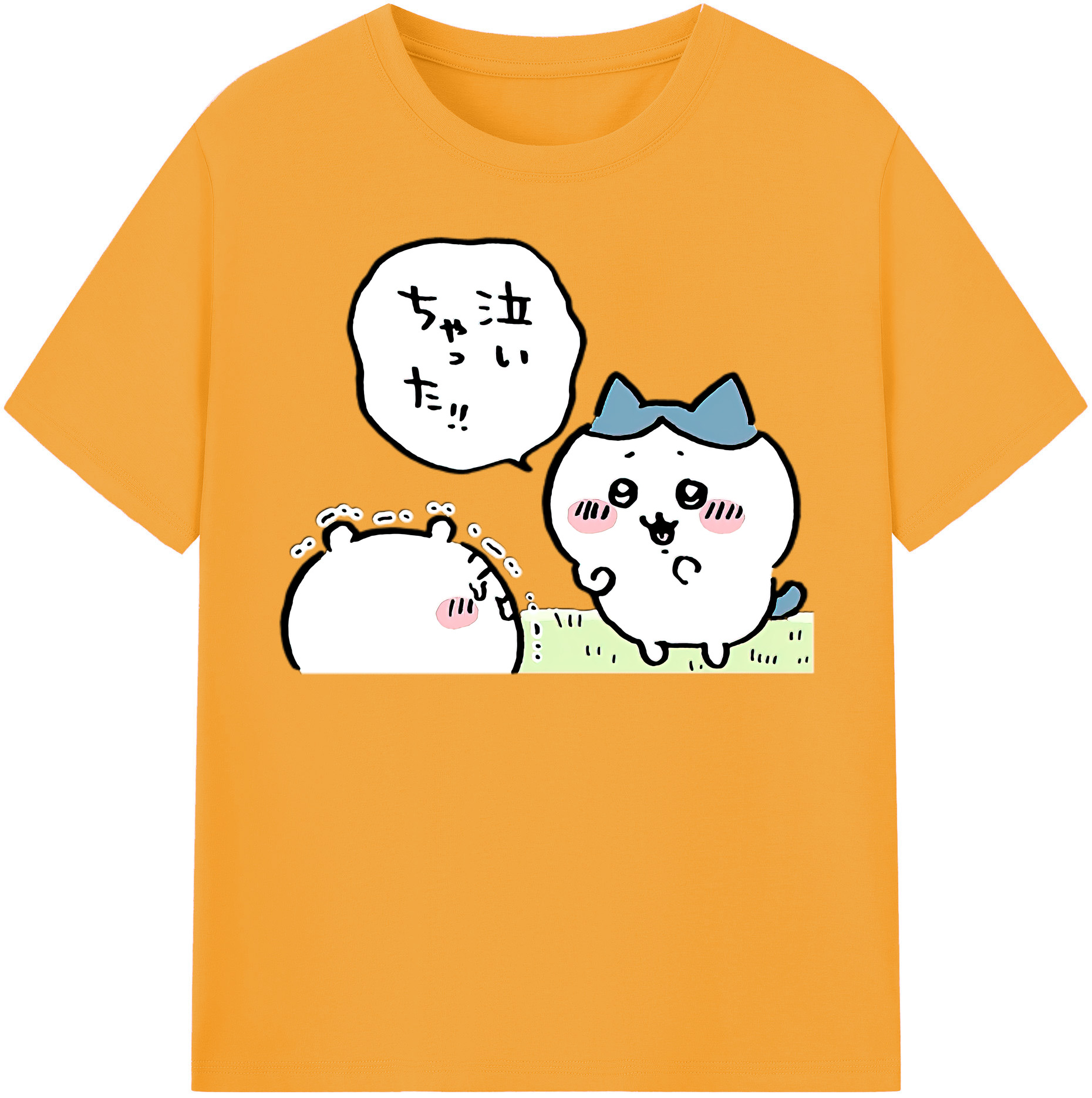 （画像用） ちいかわ ハチワレ Chii-kawa hachiware 綿100％半袖Tシャツ（フロントプリント）