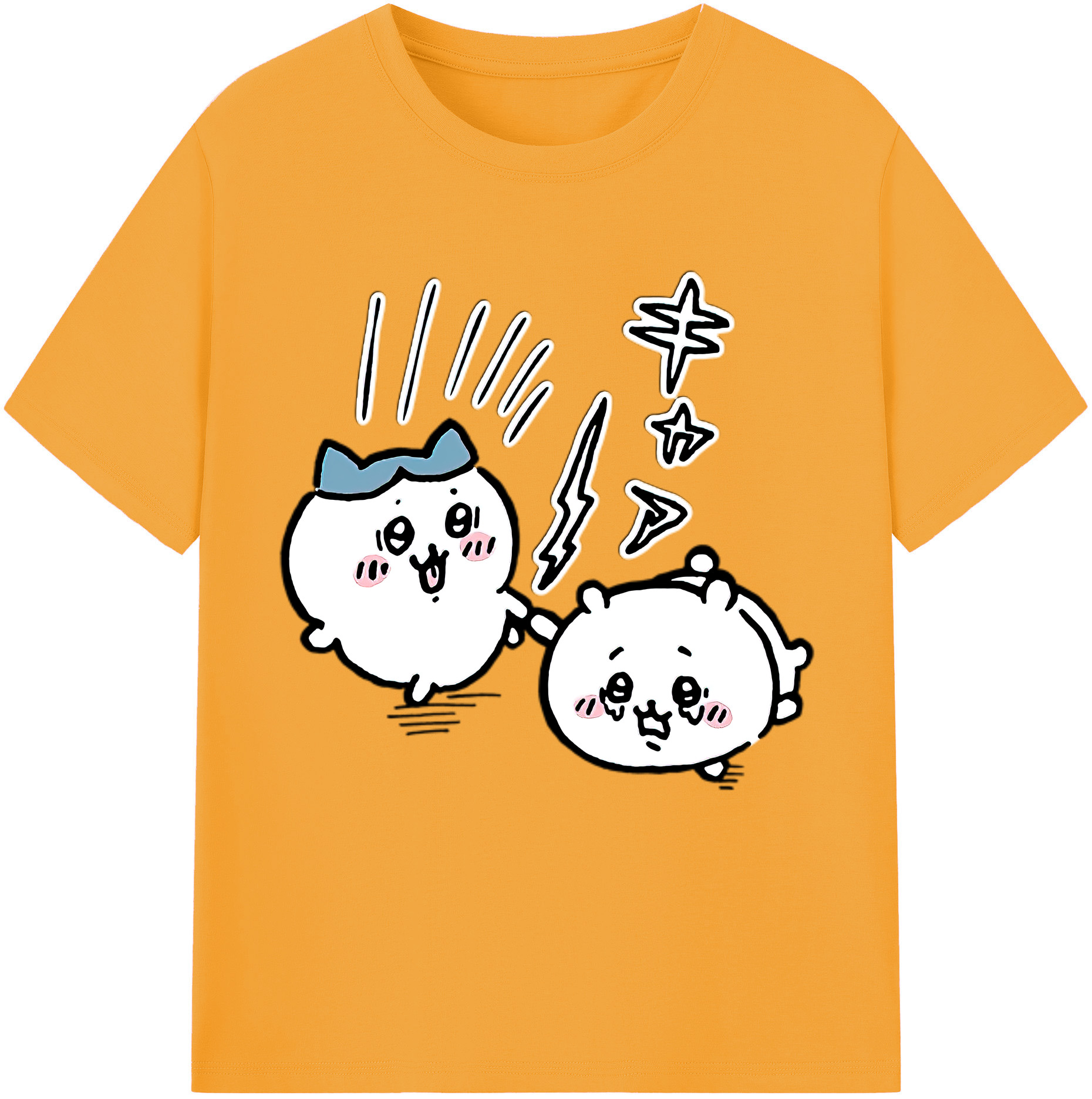 （画像用） ちいかわ ハチワレ Chii-kawa hachiware 綿100％半袖Tシャツ（フロントプリント）