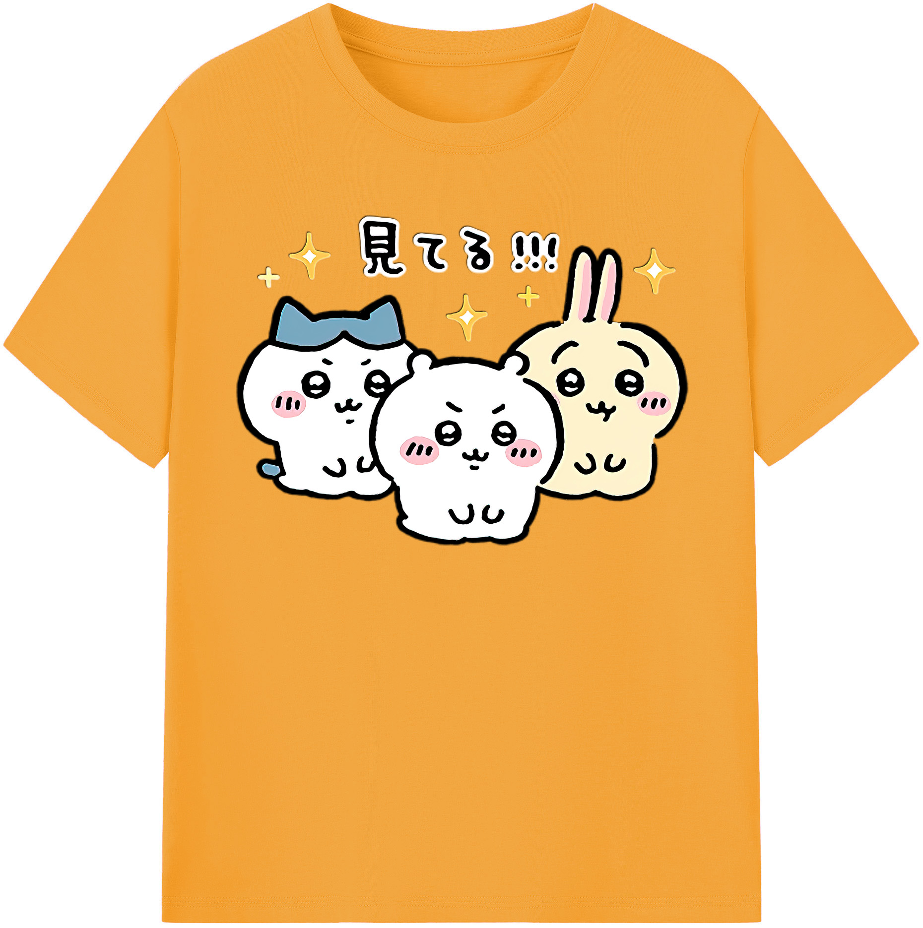 （画像用） ちいかわ ハチワレ Chii-kawa hachiware 綿100％半袖Tシャツ（フロントプリント）
