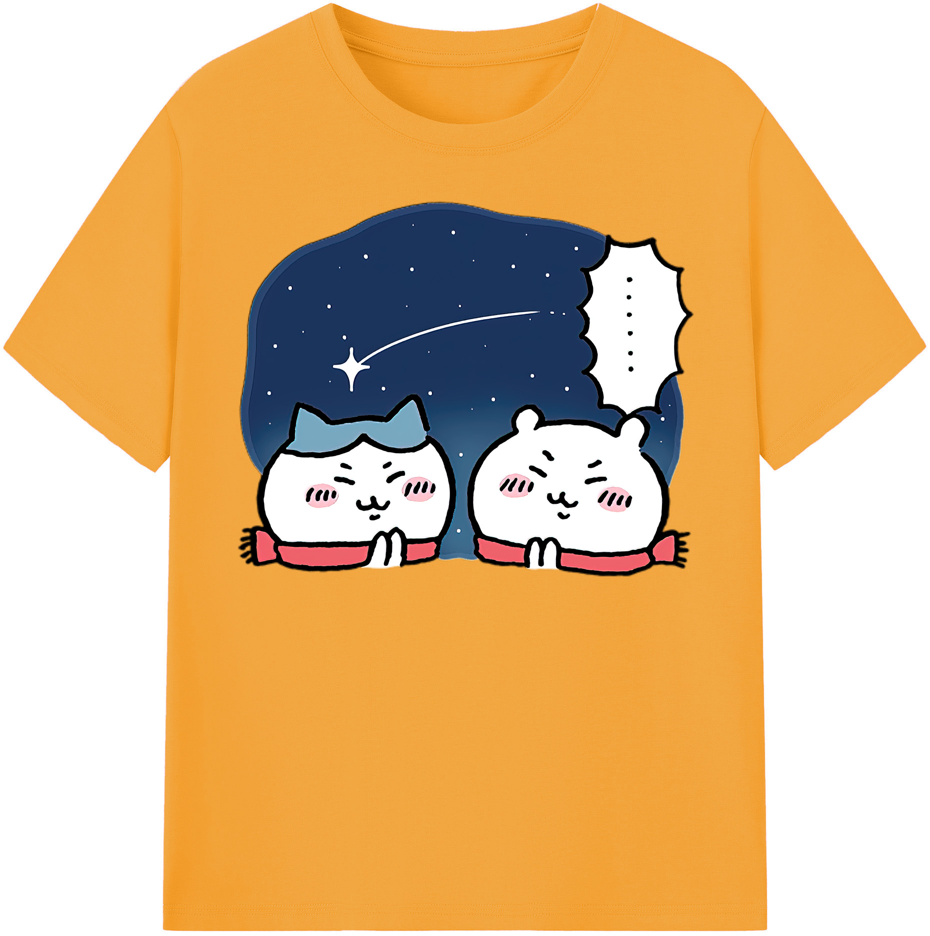 （画像用） ちいかわ ハチワレ Chii-kawa hachiware 綿100％半袖Tシャツ（フロントプリント）