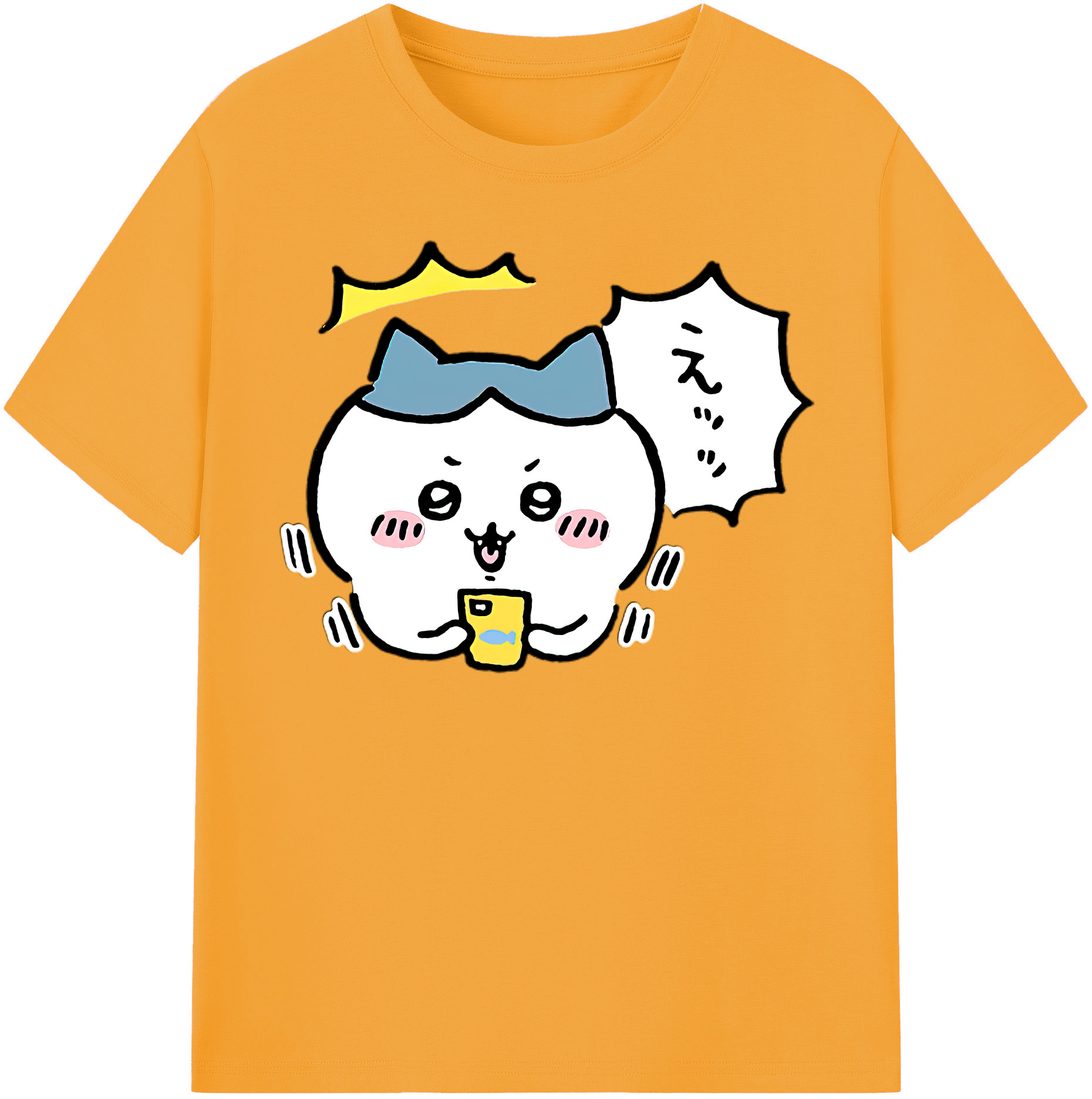 （画像用） ちいかわ ハチワレ Chii-kawa hachiware 綿100％半袖Tシャツ（フロントプリント）