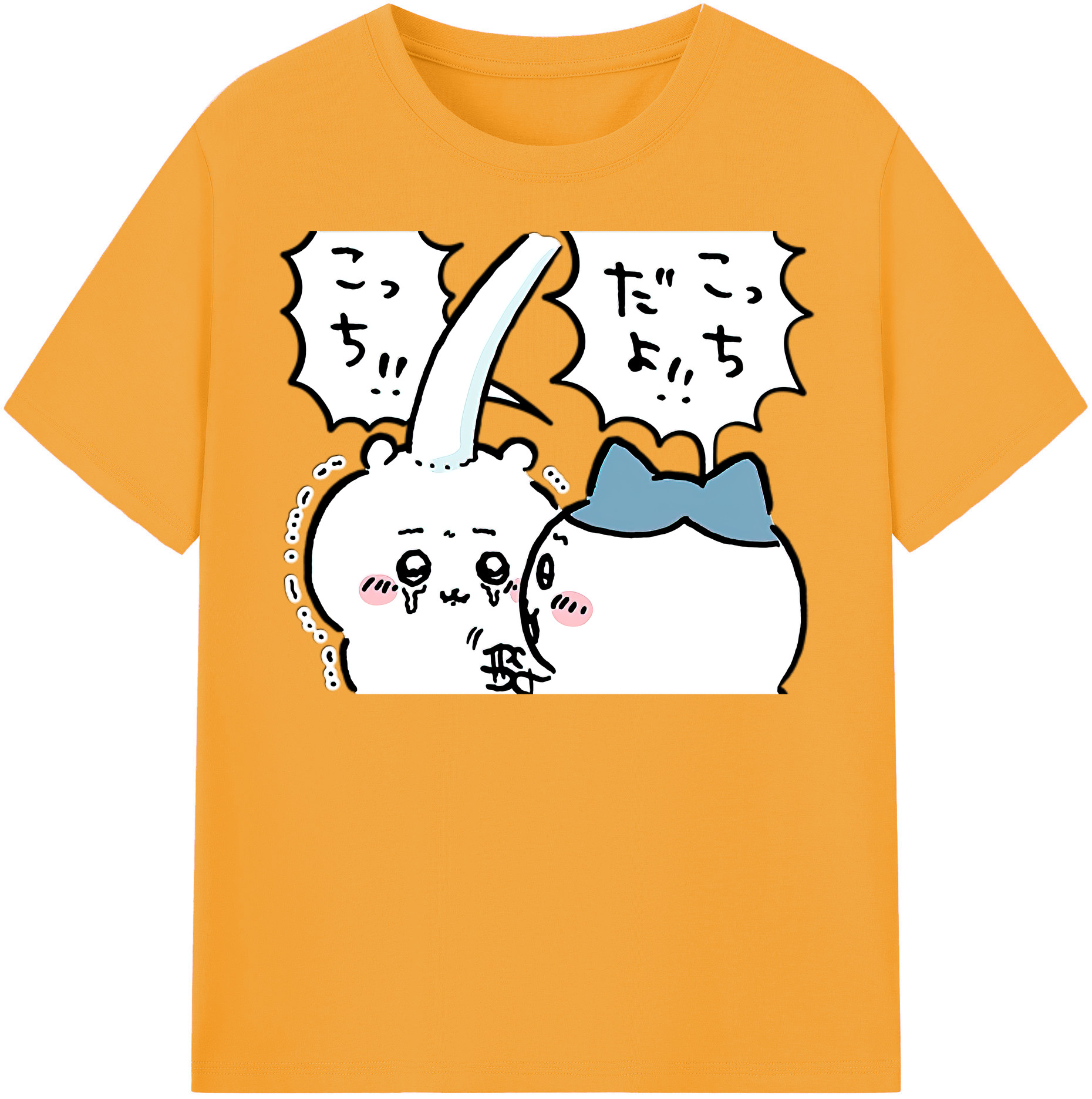 （画像用） ちいかわ ハチワレ Chii-kawa hachiware 綿100％半袖Tシャツ（フロントプリント）