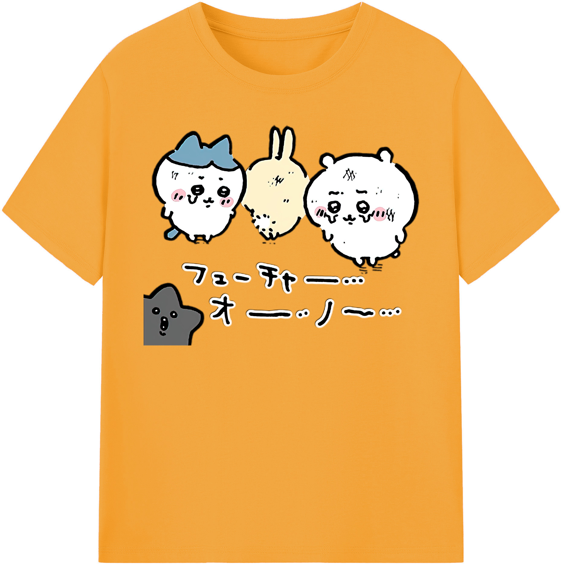 （画像用） ちいかわ ハチワレ Chii-kawa hachiware 綿100％半袖Tシャツ（フロントプリント）
