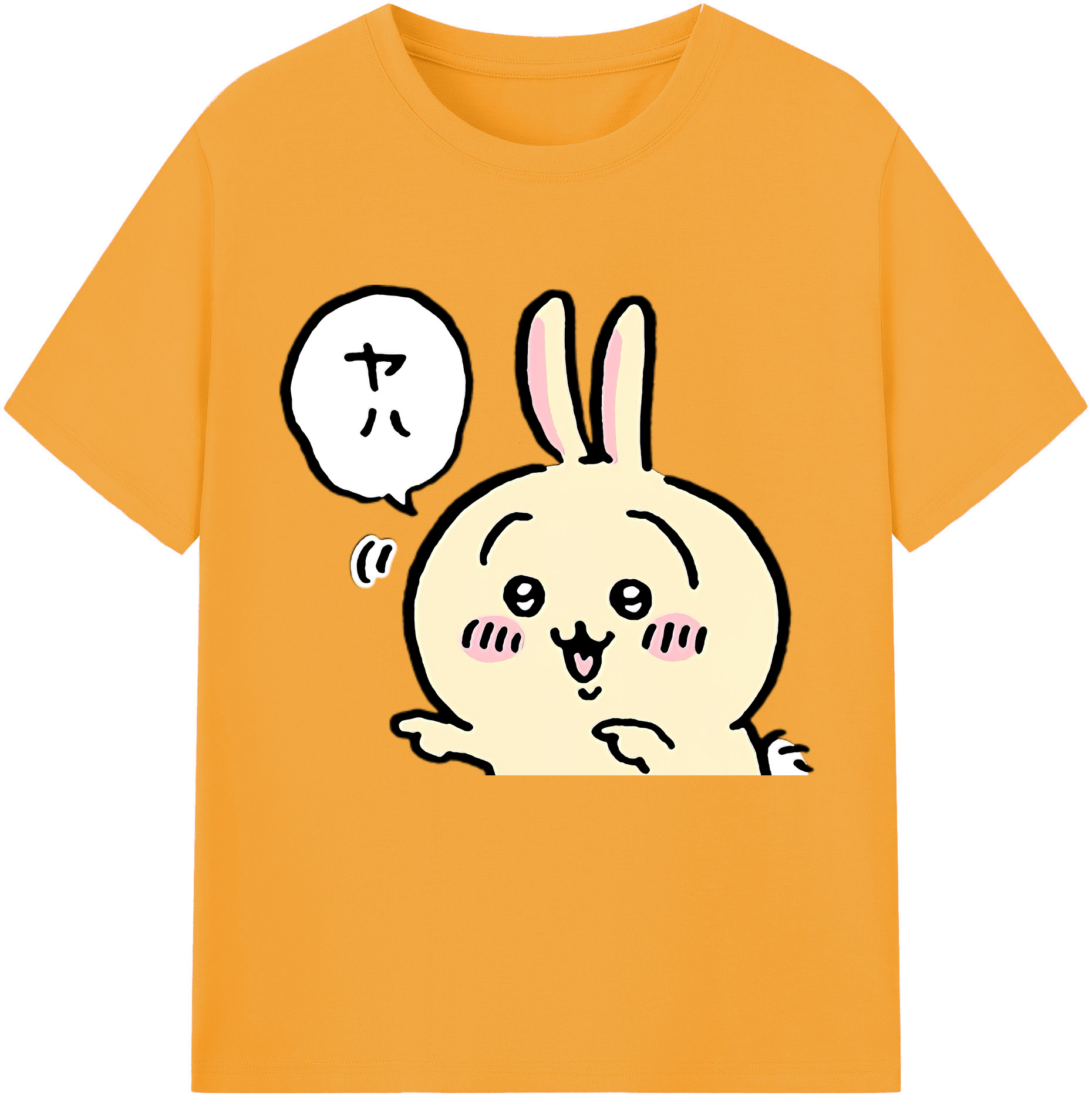 （画像用） ちいかわ うさぎ Chii-kawa usagi 綿100％半袖Tシャツ（フロントプリント）