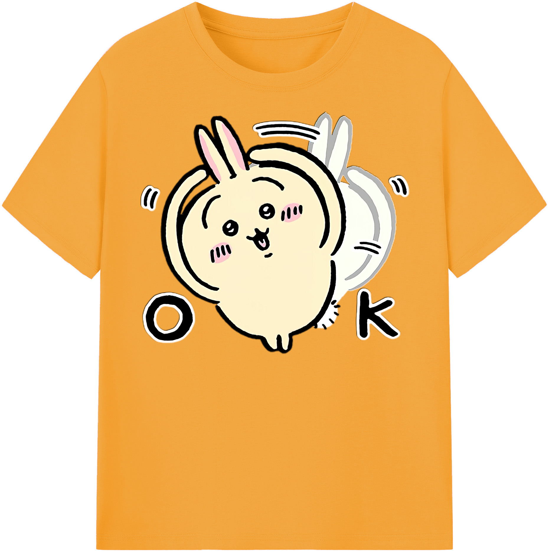 （画像用） ちいかわ うさぎ Chii-kawa usagi 綿100％半袖Tシャツ（フロントプリント）