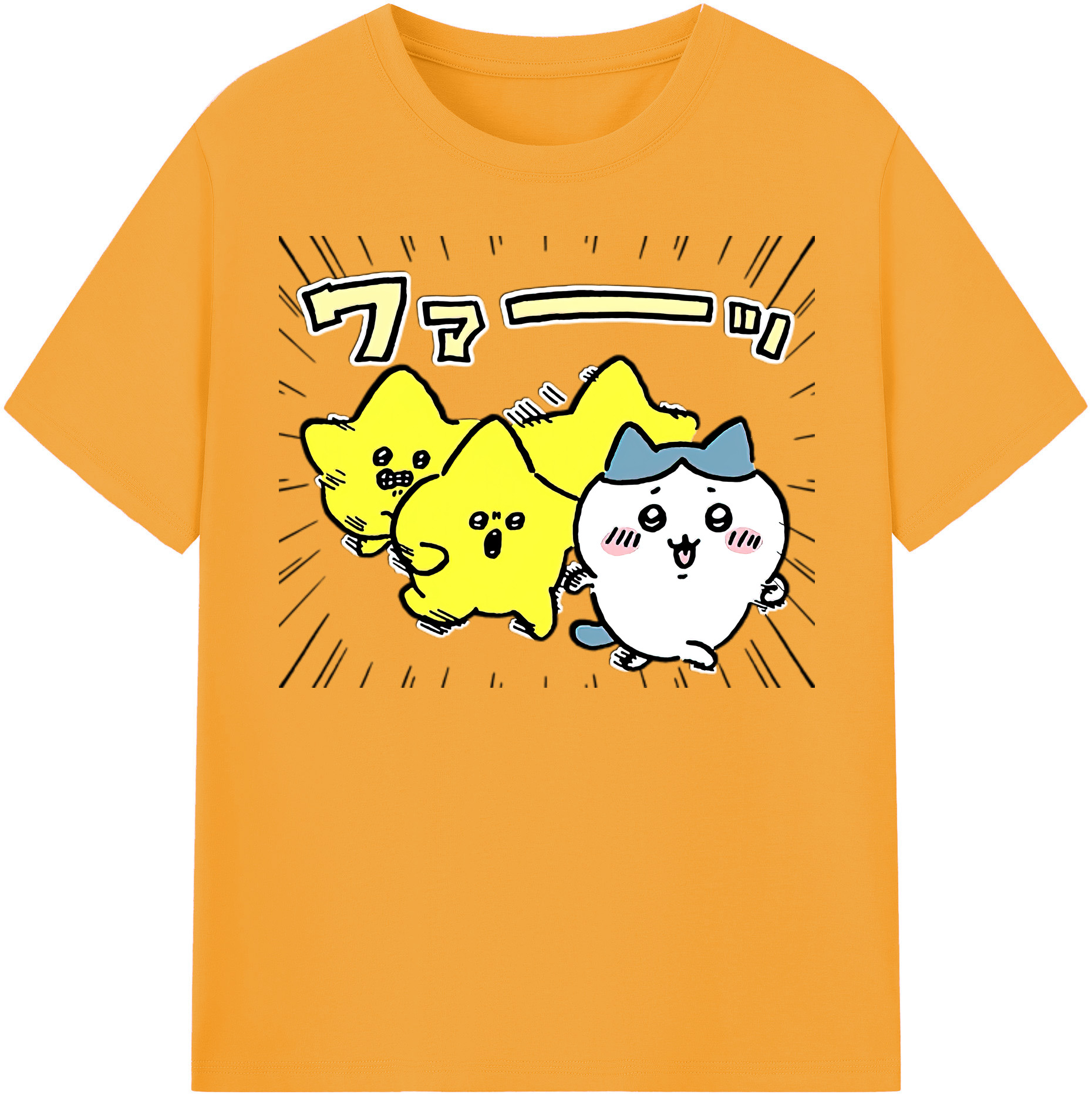 （画像用） ちいかわ 流れ星 Chii-kawa Shooting star 綿100％半袖Tシャツ（フロントプリント）
