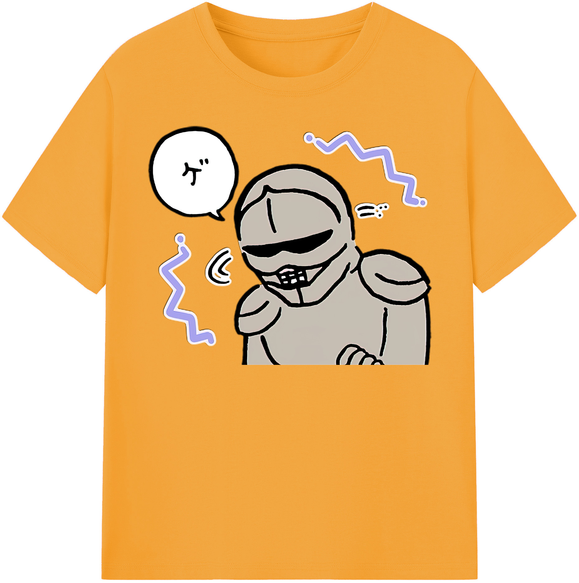 （画像用） ちいかわ 労働の鎧さん Chii-kawa Mr. Armor of Labor 綿100％半袖Tシャツ（フロントプリント）
