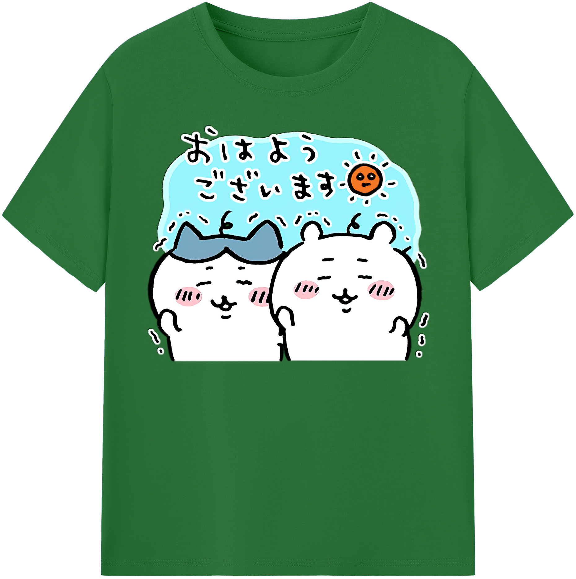（画像用） ちいかわ ハチワレ Chii-kawa hachiware 綿100％半袖Tシャツ（フロントプリント）