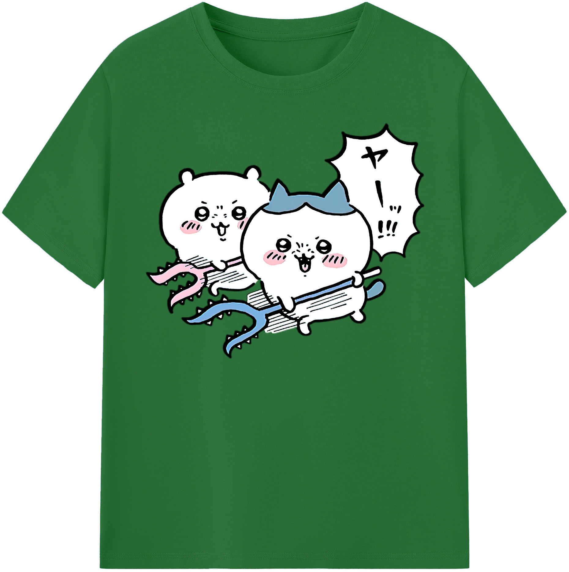 （画像用） ちいかわ ハチワレ Chii-kawa hachiware 綿100％半袖Tシャツ（フロントプリント）
