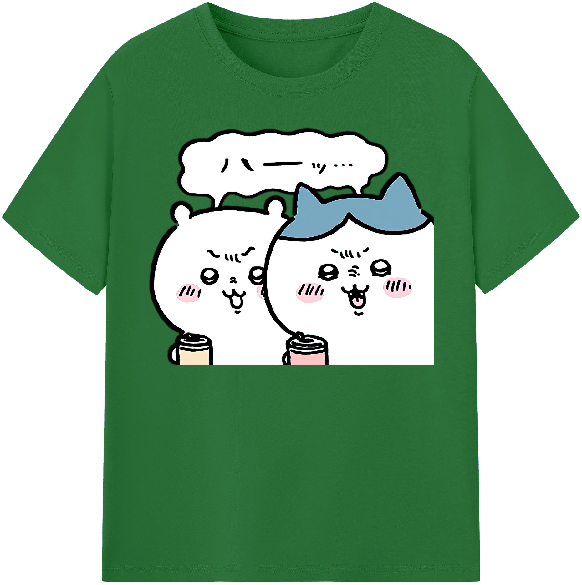 （画像用） ちいかわ ハチワレ Chii-kawa hachiware 綿100％半袖Tシャツ（フロントプリント）