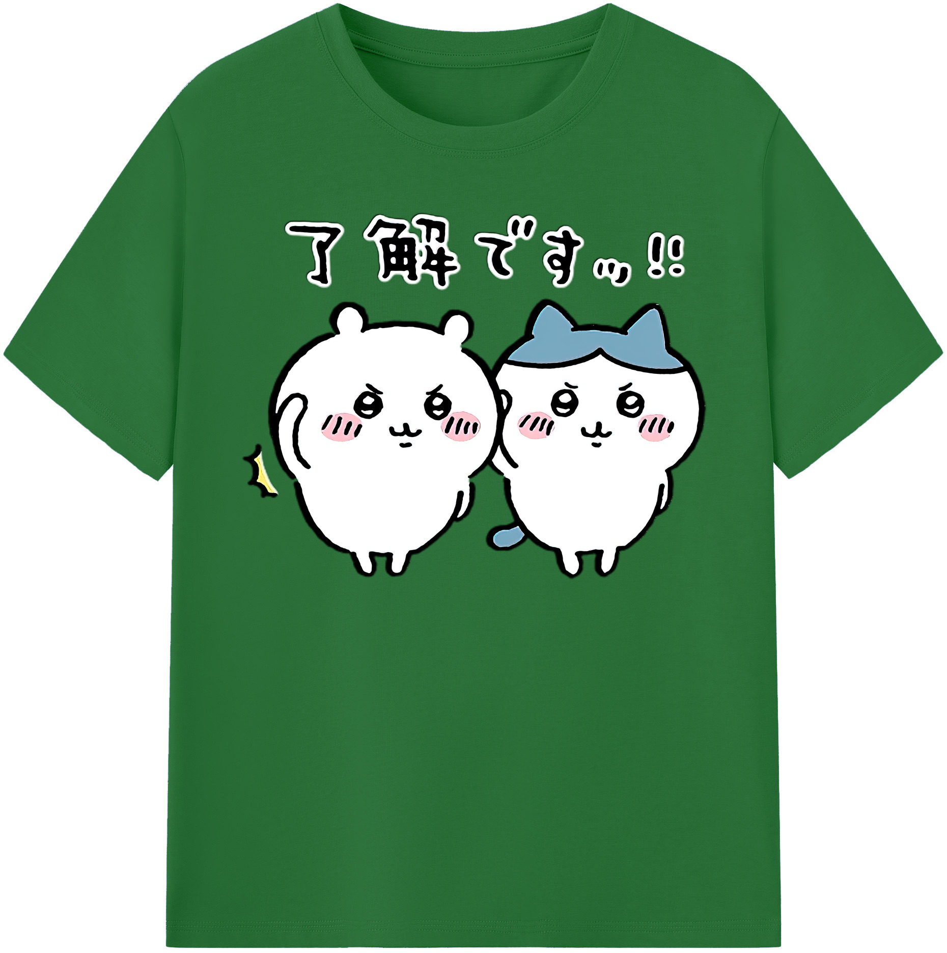 （画像用） ちいかわ ハチワレ Chii-kawa hachiware 綿100％半袖Tシャツ（フロントプリント）