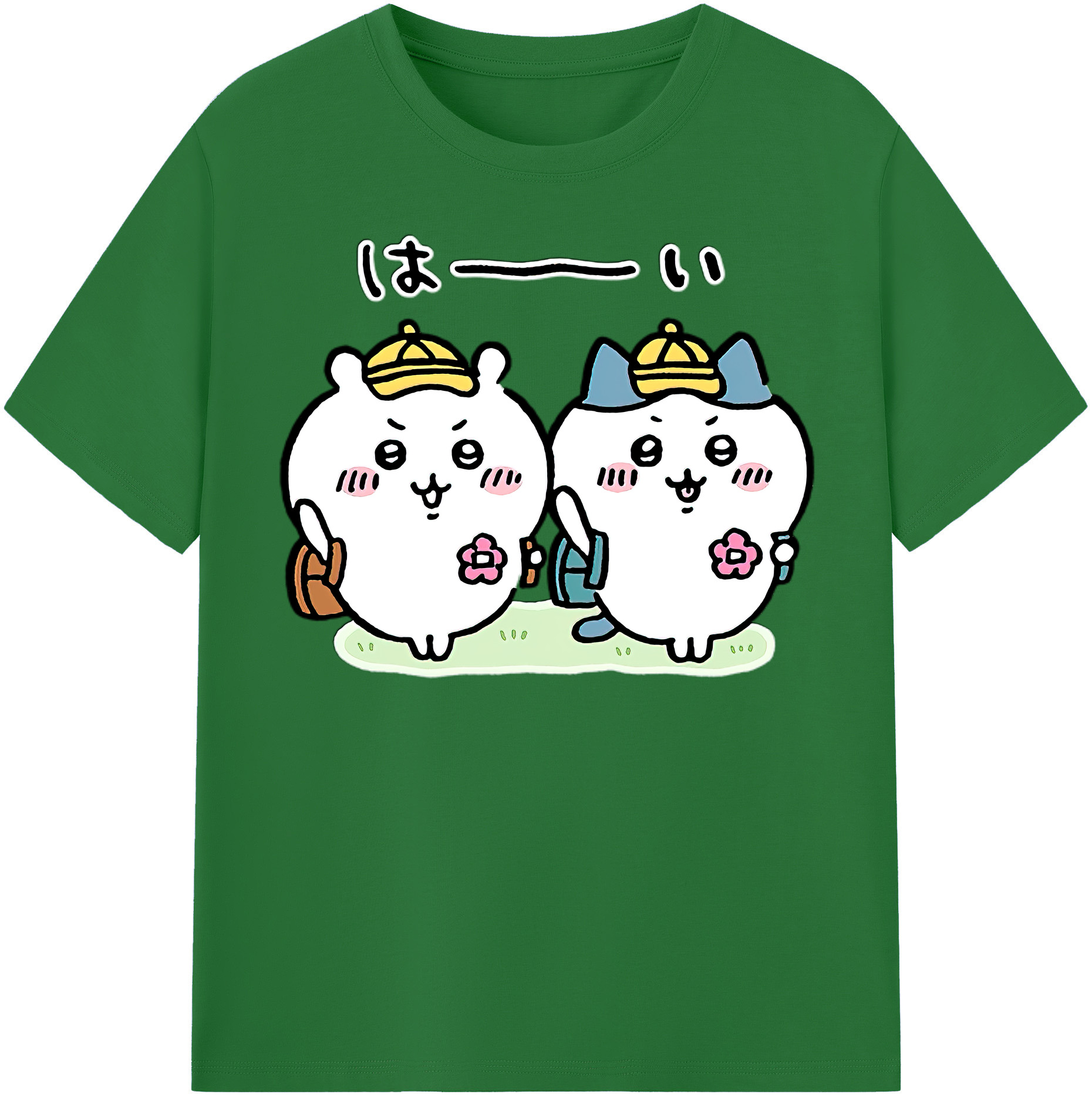 （画像用） ちいかわ ハチワレ Chii-kawa hachiware 綿100％半袖Tシャツ（フロントプリント）