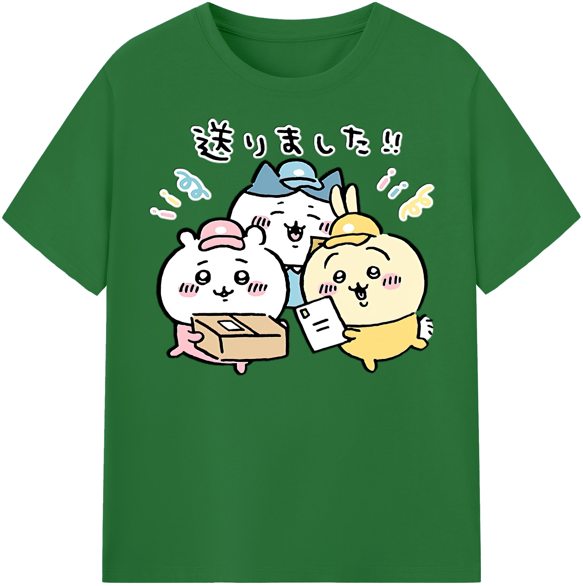 （画像用） ちいかわ ハチワレ Chii-kawa hachiware 綿100％半袖Tシャツ（フロントプリント）