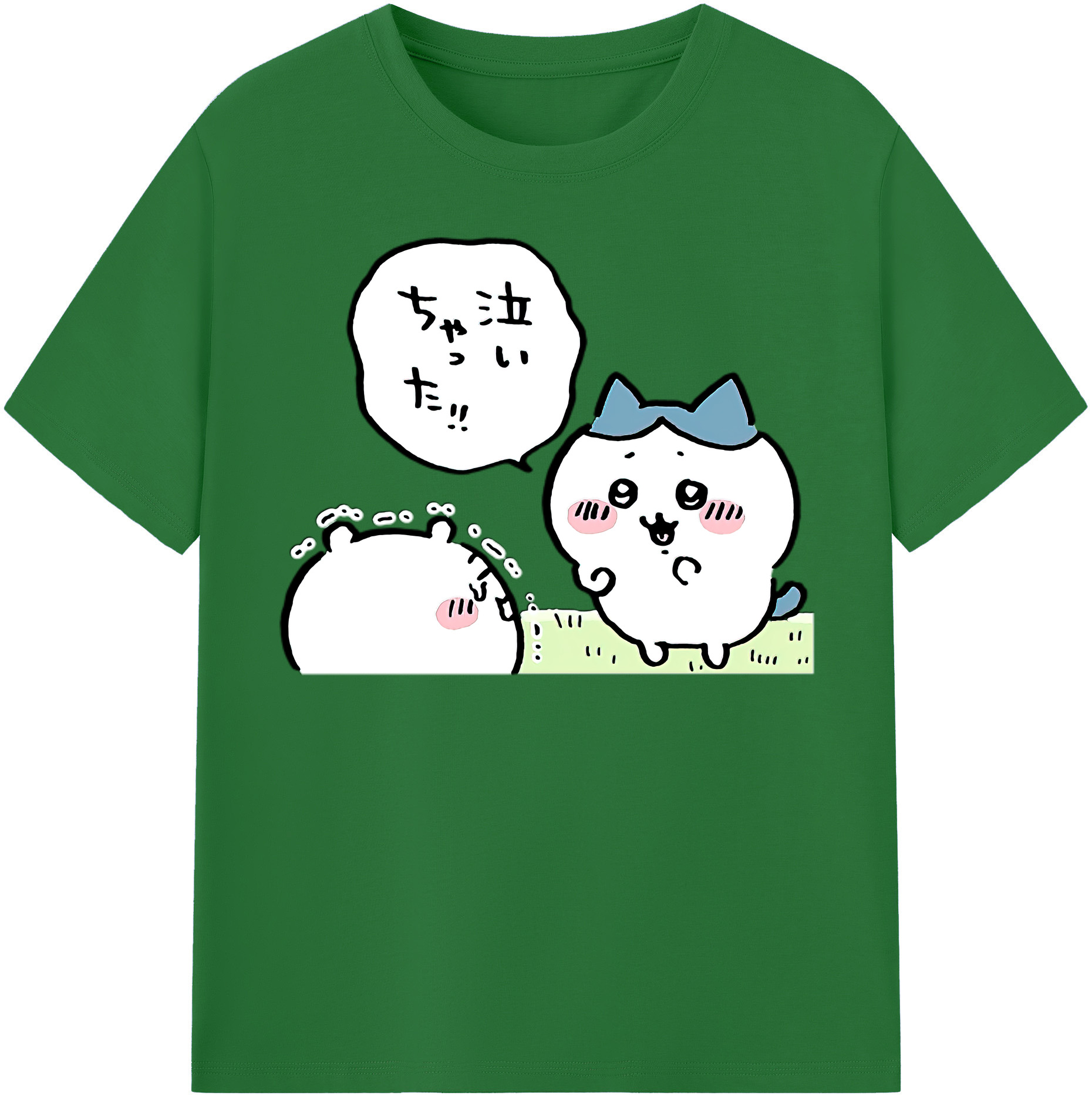 （画像用） ちいかわ ハチワレ Chii-kawa hachiware 綿100％半袖Tシャツ（フロントプリント）