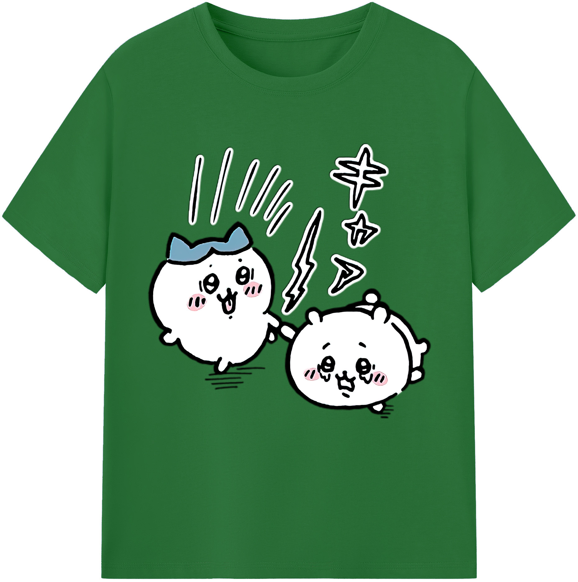 （画像用） ちいかわ ハチワレ Chii-kawa hachiware 綿100％半袖Tシャツ（フロントプリント）