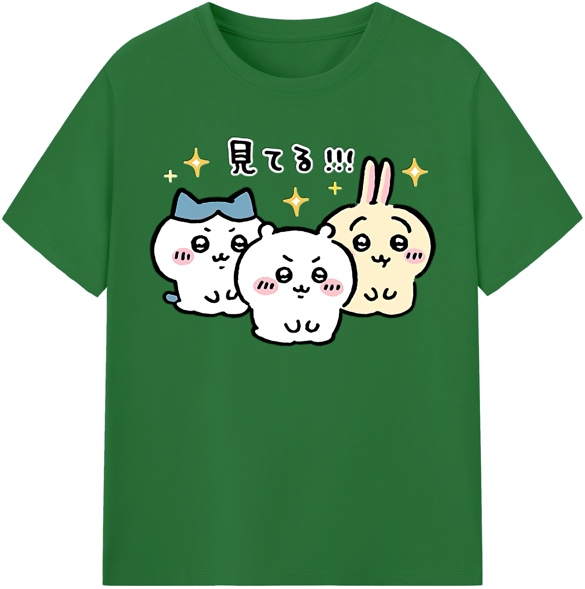 （画像用） ちいかわ ハチワレ Chii-kawa hachiware 綿100％半袖Tシャツ（フロントプリント）