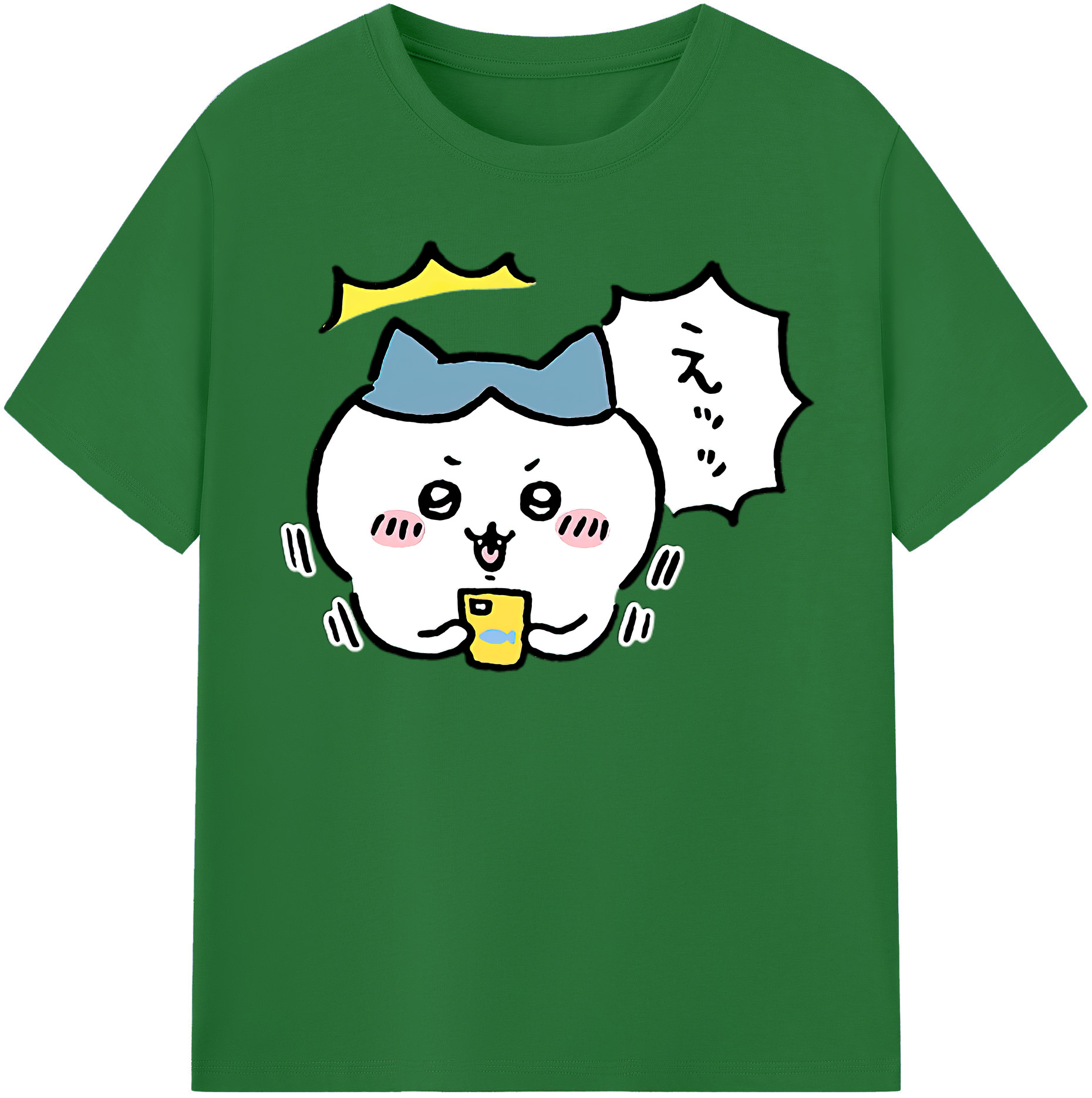 （画像用） ちいかわ ハチワレ Chii-kawa hachiware 綿100％半袖Tシャツ（フロントプリント）