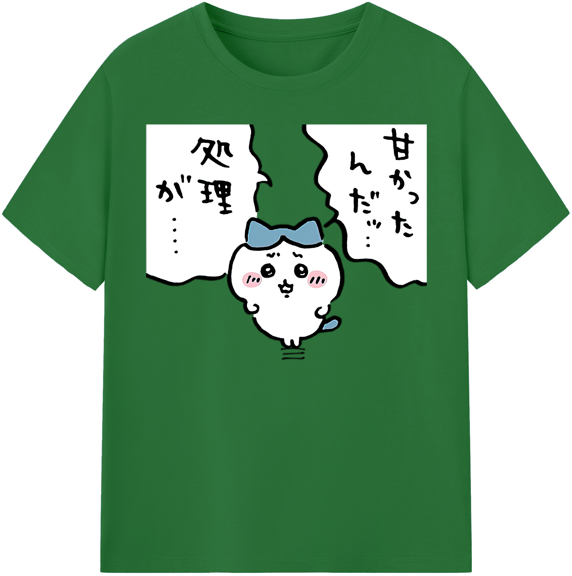 （画像用） ちいかわ ハチワレ Chii-kawa hachiware 綿100％半袖Tシャツ（フロントプリント）