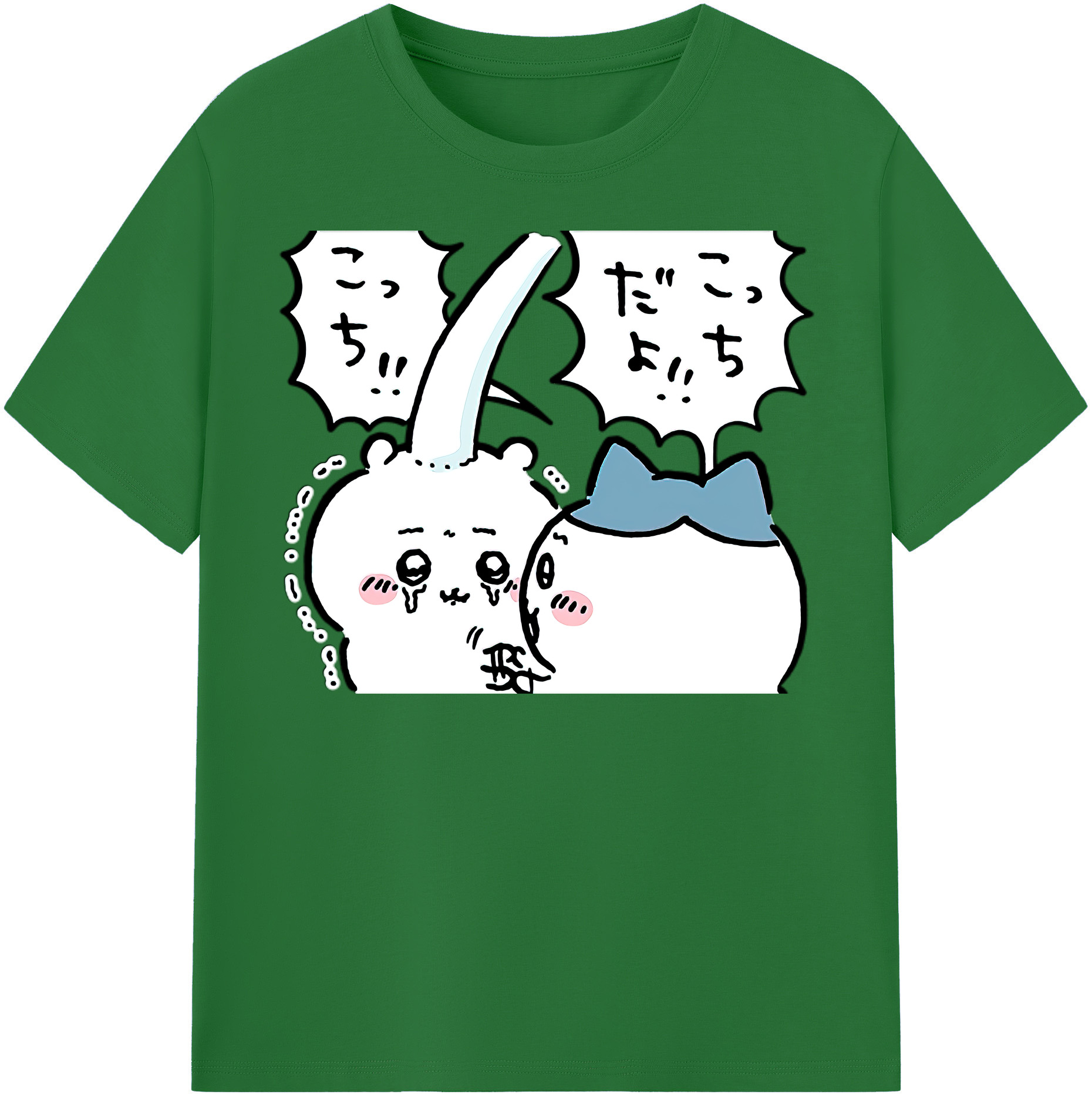 （画像用） ちいかわ ハチワレ Chii-kawa hachiware 綿100％半袖Tシャツ（フロントプリント）