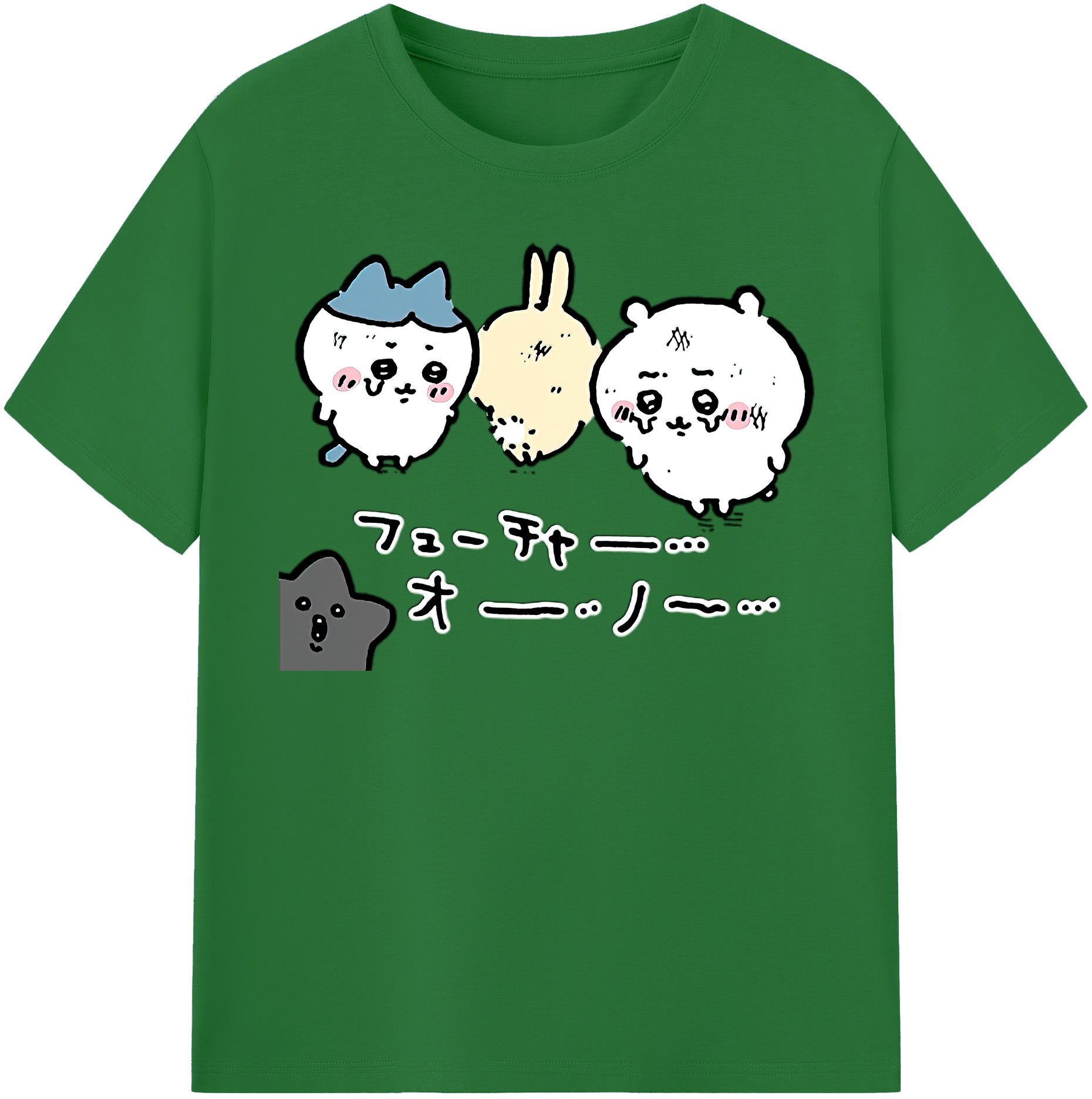 （画像用） ちいかわ ハチワレ Chii-kawa hachiware 綿100％半袖Tシャツ（フロントプリント）
