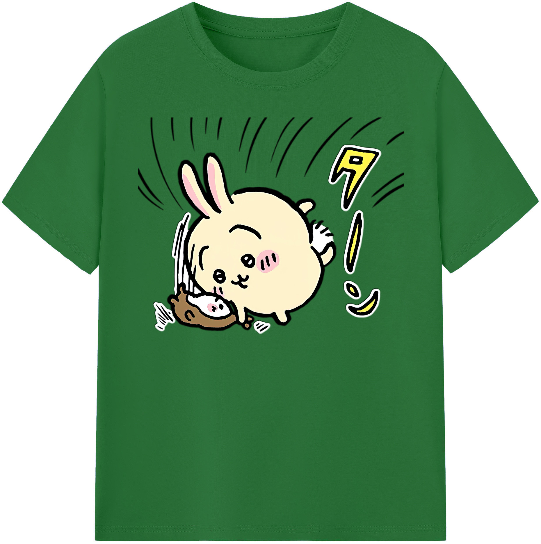 （画像用） ちいかわ うさぎ Chii-kawa usagi 綿100％半袖Tシャツ（フロントプリント）