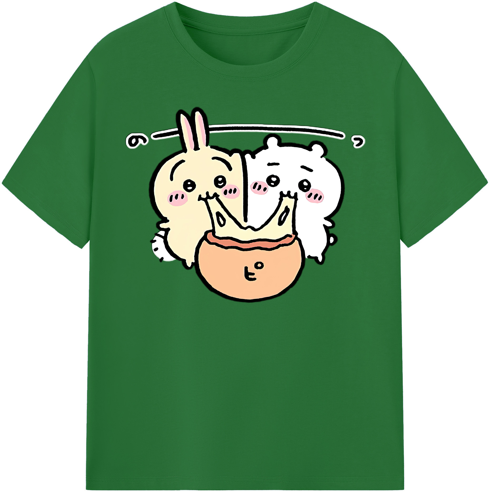 （画像用） ちいかわ うさぎ Chii-kawa usagi 綿100％半袖Tシャツ（フロントプリント）