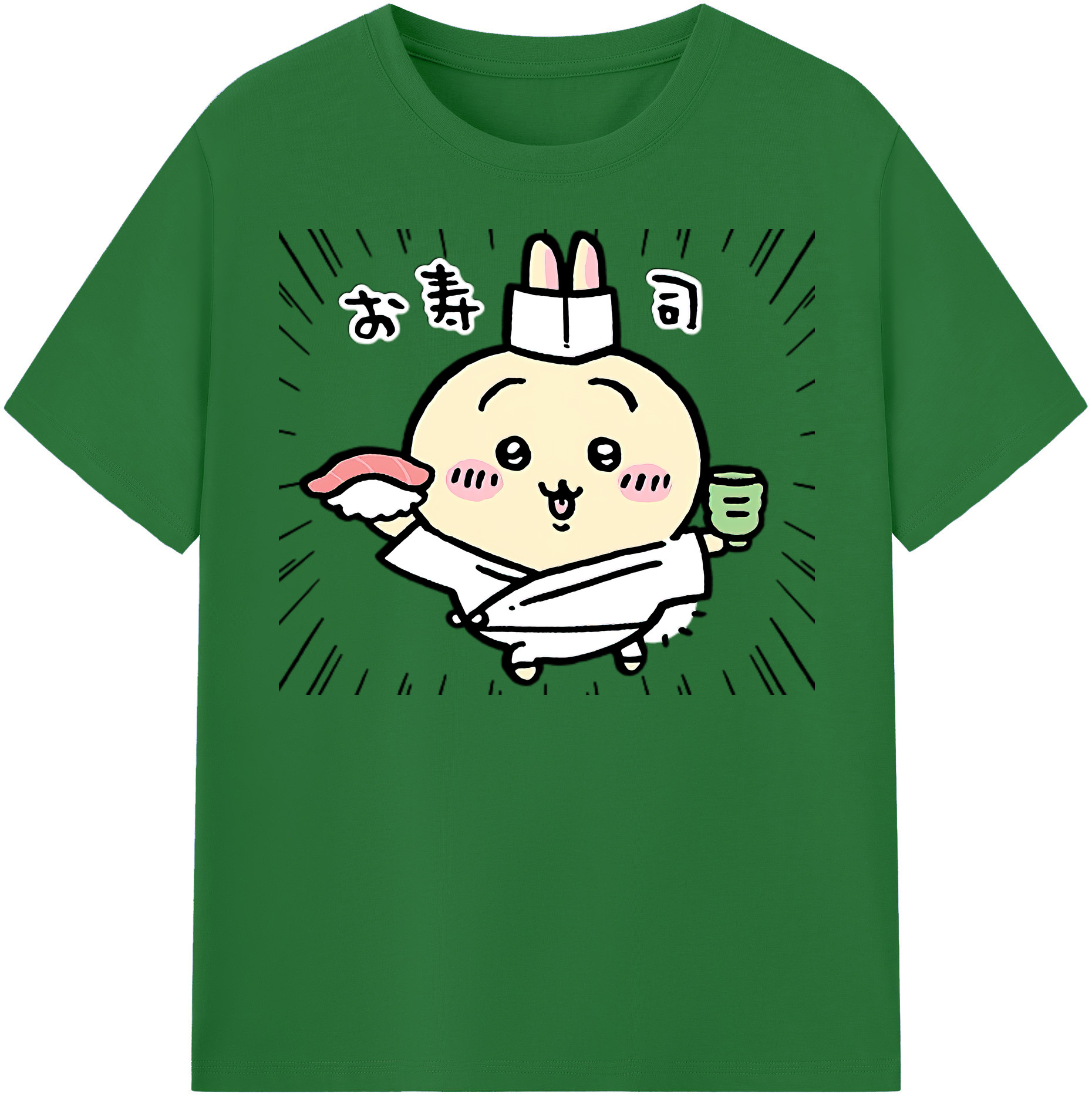 （画像用） ちいかわ うさぎ Chii-kawa usagi 綿100％半袖Tシャツ（フロントプリント）