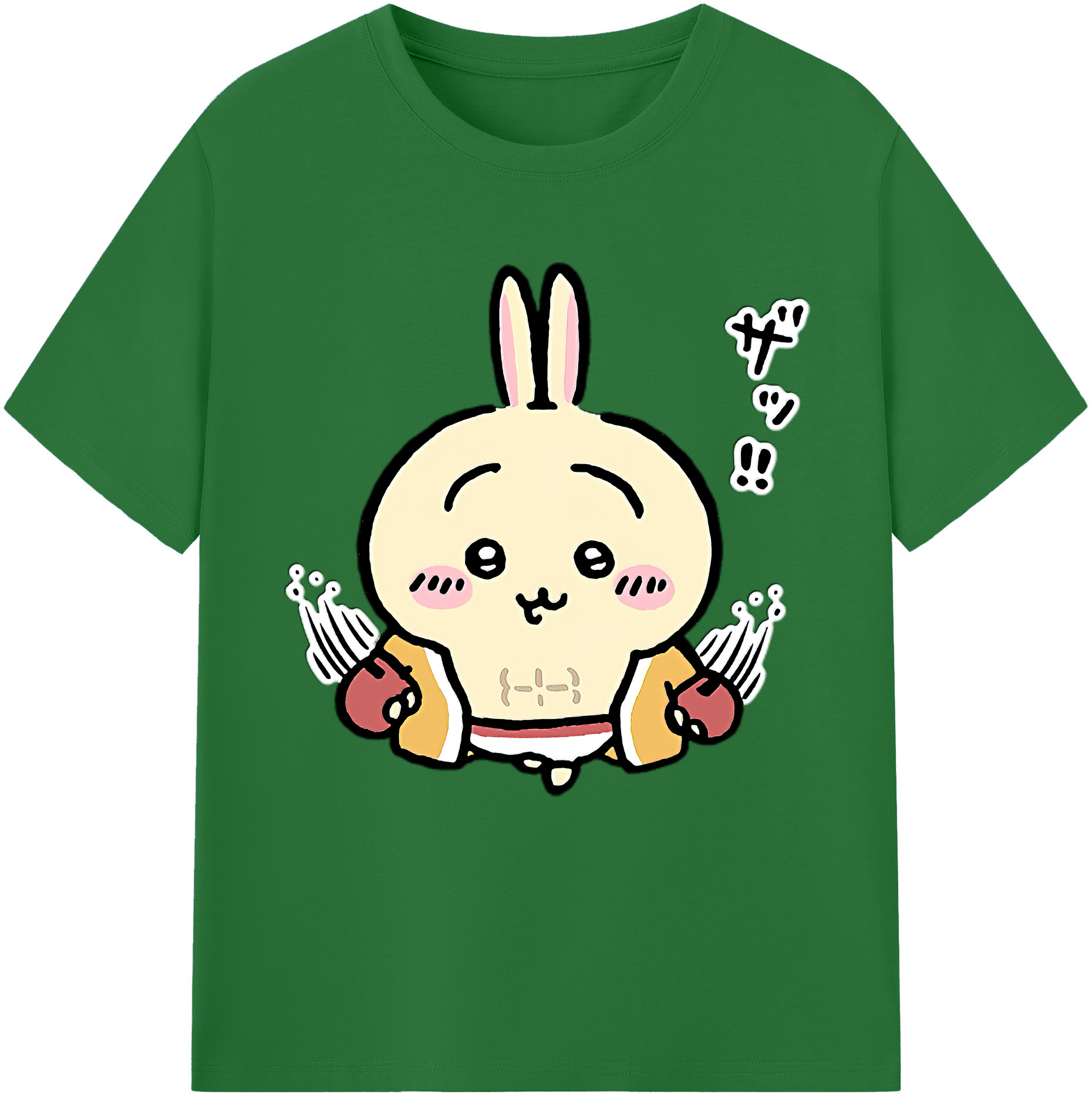 （画像用） ちいかわ うさぎ Chii-kawa usagi 綿100％半袖Tシャツ（フロントプリント）