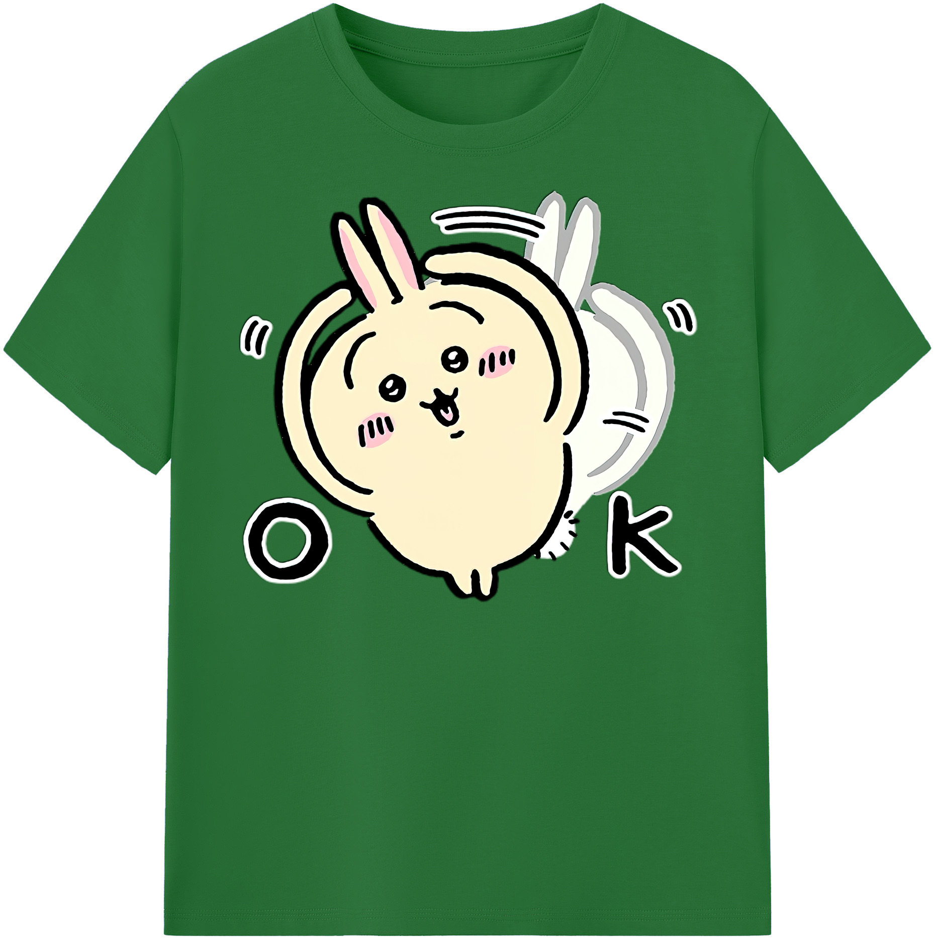 （画像用） ちいかわ うさぎ Chii-kawa usagi 綿100％半袖Tシャツ（フロントプリント）