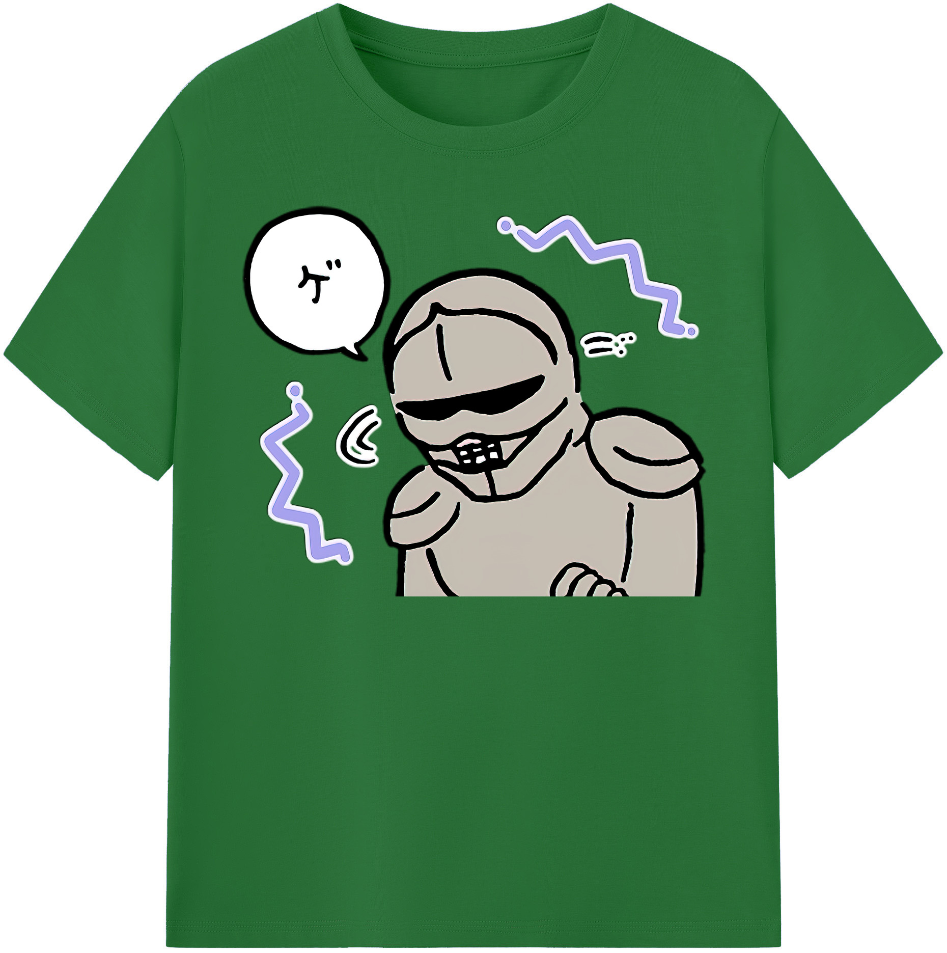 （画像用） ちいかわ 労働の鎧さん Chii-kawa Mr. Armor of Labor 綿100％半袖Tシャツ（フロントプリント）