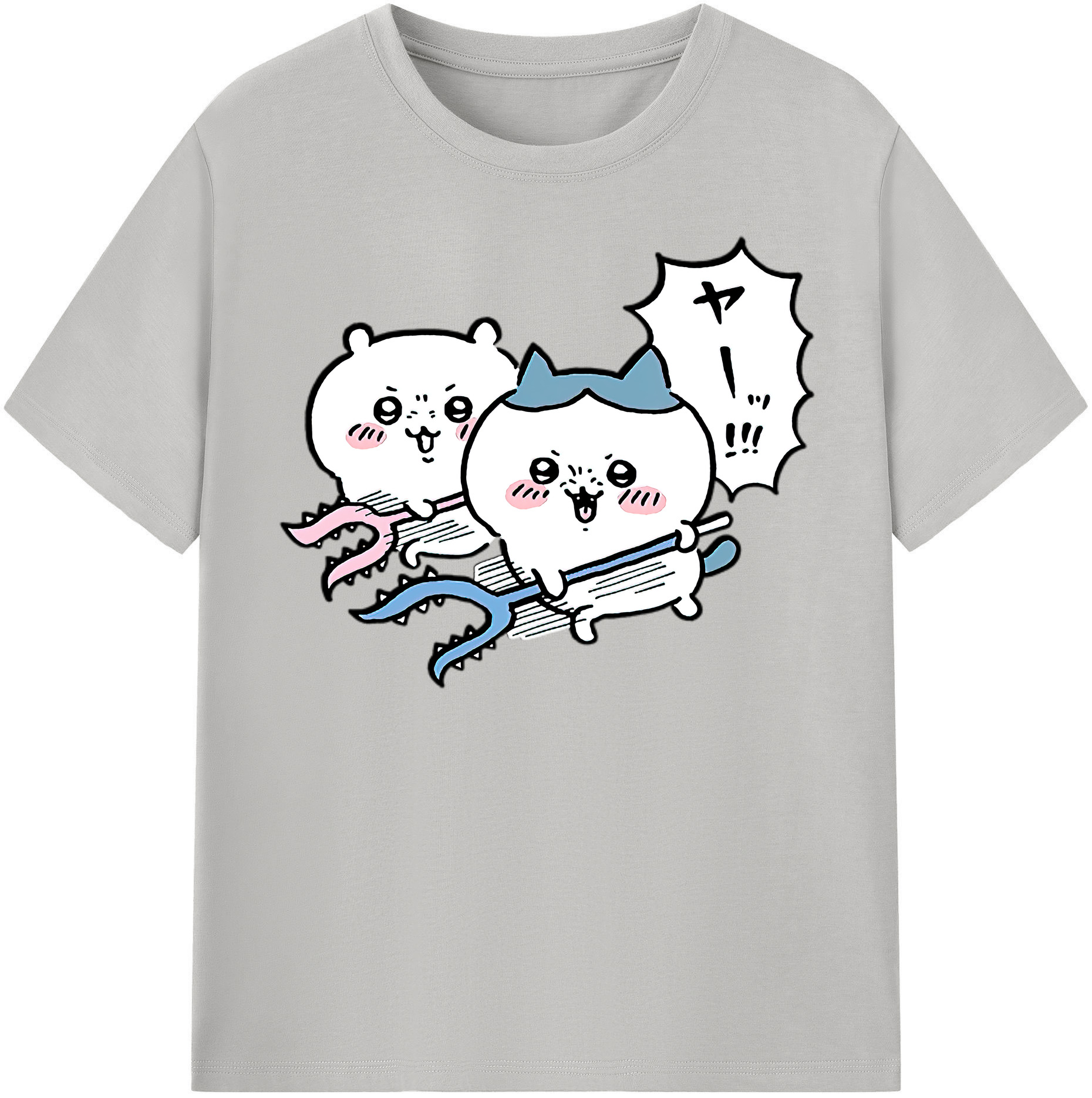 （画像用） ちいかわ ハチワレ Chii-kawa hachiware 綿100％半袖Tシャツ（フロントプリント）