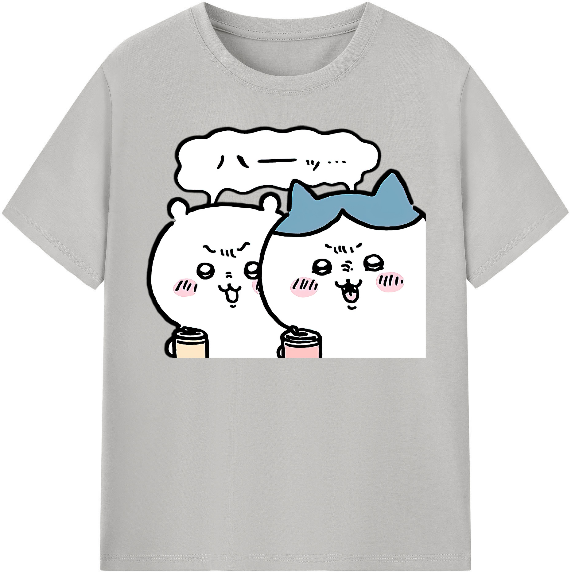 （画像用） ちいかわ ハチワレ Chii-kawa hachiware 綿100％半袖Tシャツ（フロントプリント）