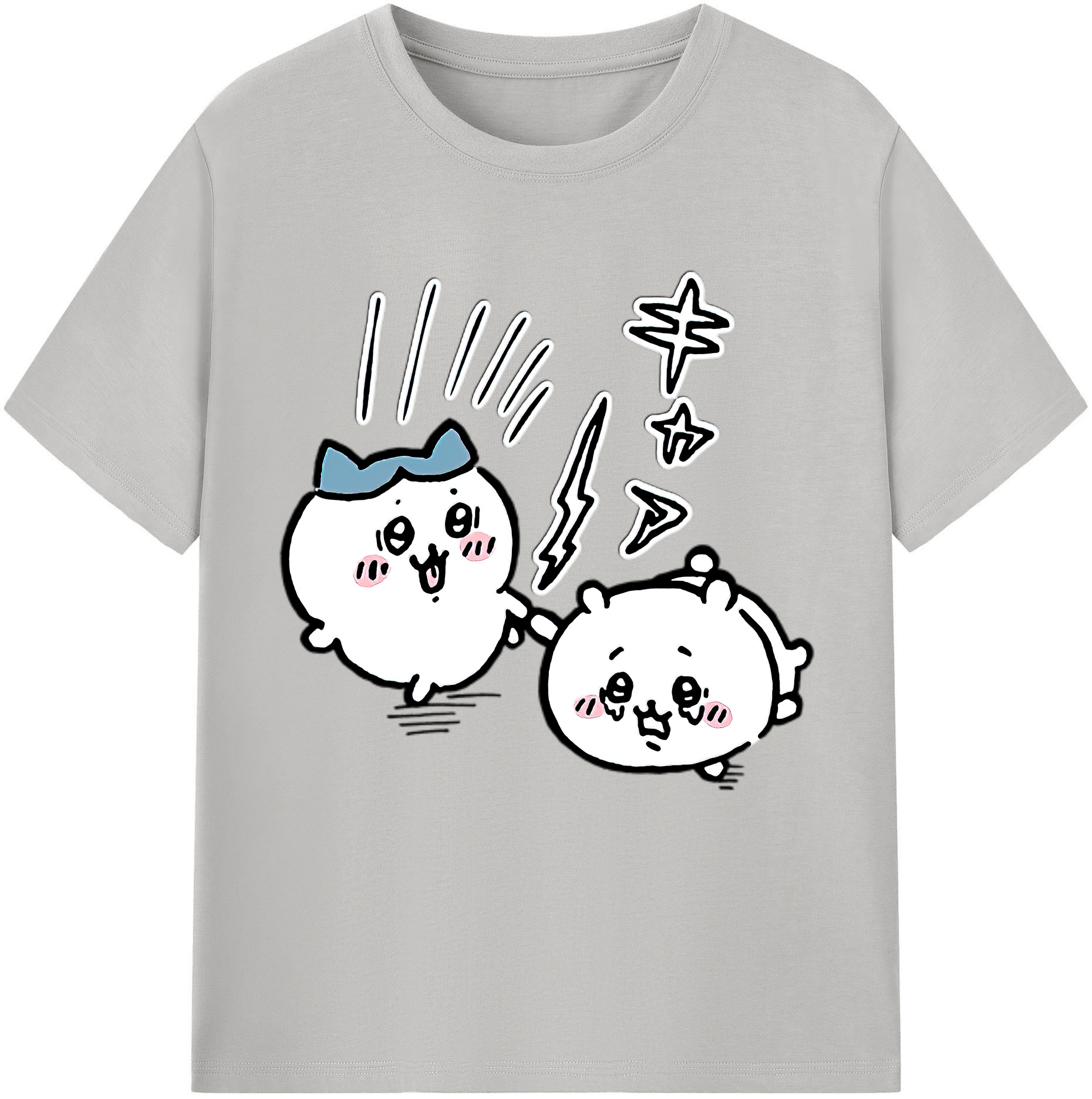 （画像用） ちいかわ ハチワレ Chii-kawa hachiware 綿100％半袖Tシャツ（フロントプリント）