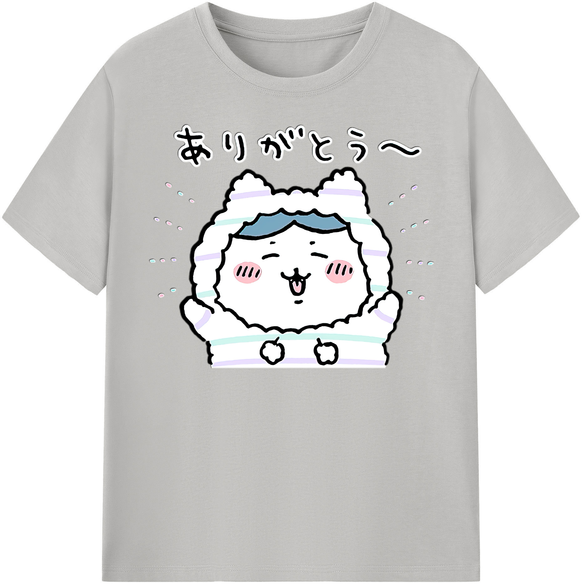 （画像用） ちいかわ ハチワレ Chii-kawa hachiware 綿100％半袖Tシャツ（フロントプリント）